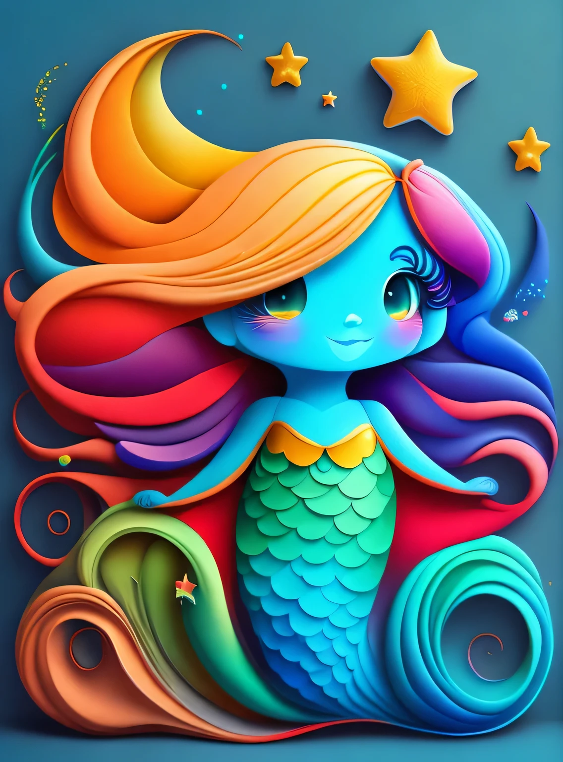 adesivo,1girl, fundo simples, retrato, girl with long hair, beautiful mermaid girl, mermaid aesthetic, beautiful girl, very beautiful fantasy art, beautiful and elegant female mermaid, beautiful detailed fantasy, rainbow color palate, rainbow color-theme