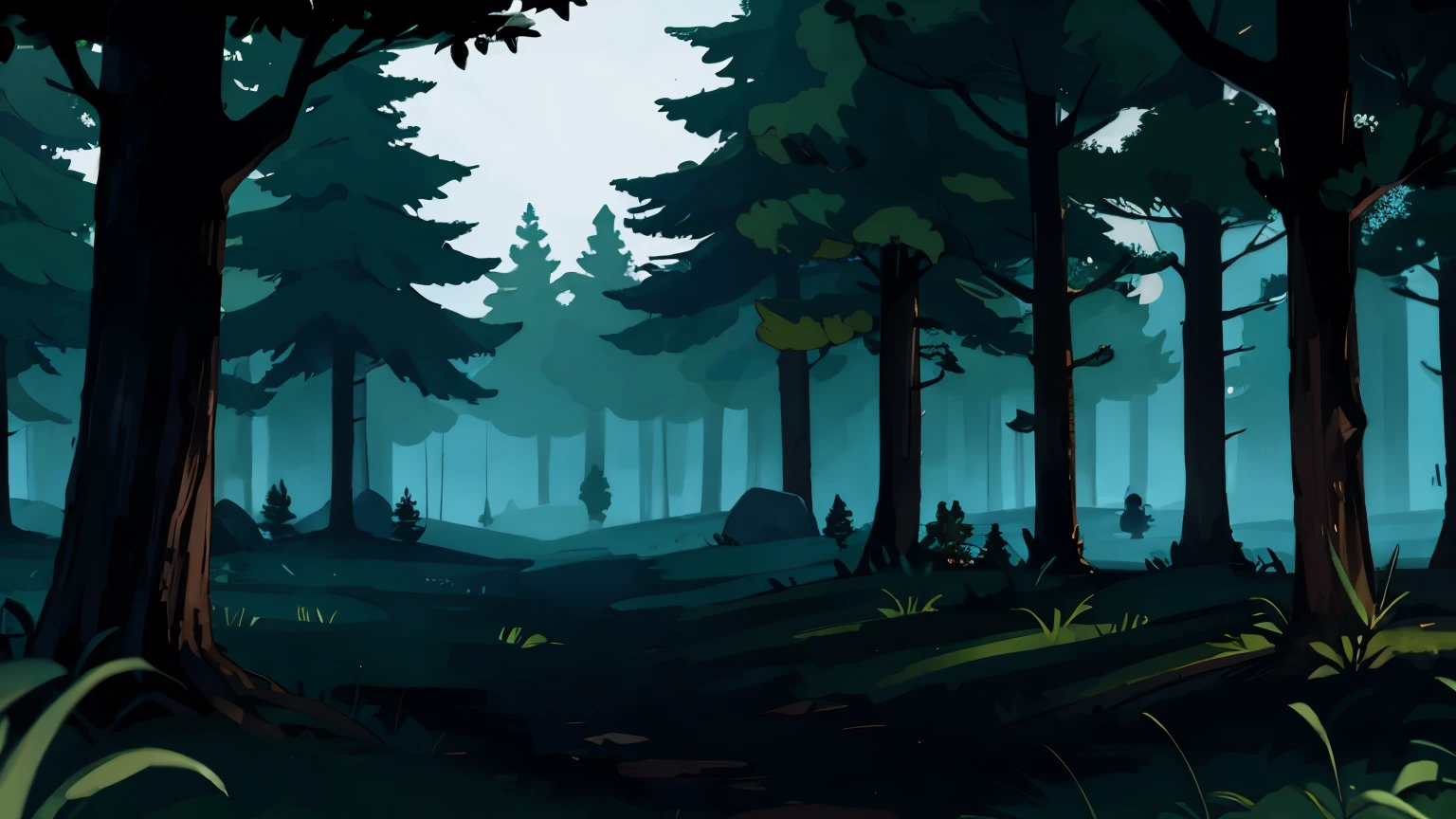 dark forest, night, NOhumans