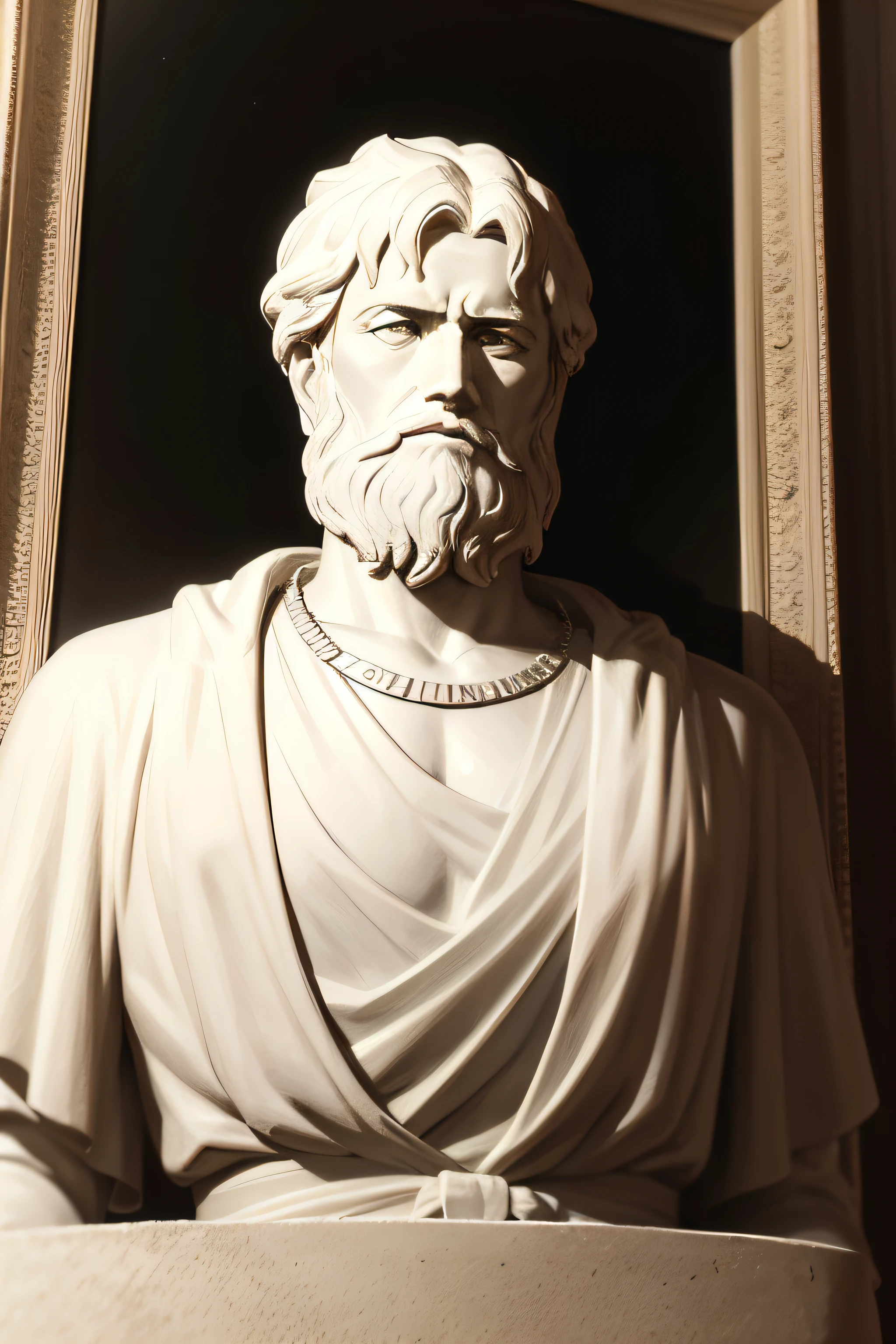 a black and white photo of a statue of a man with a beard, philosopher, estoicismo, Theophanes, inspired por Theophanes, o Grego, por Theophanes, o Grego, Stoic attitude, divino e estoico, portrait of aristotle, philosophical, filosofia, an ancient greek statue, Stoic Pose, platao