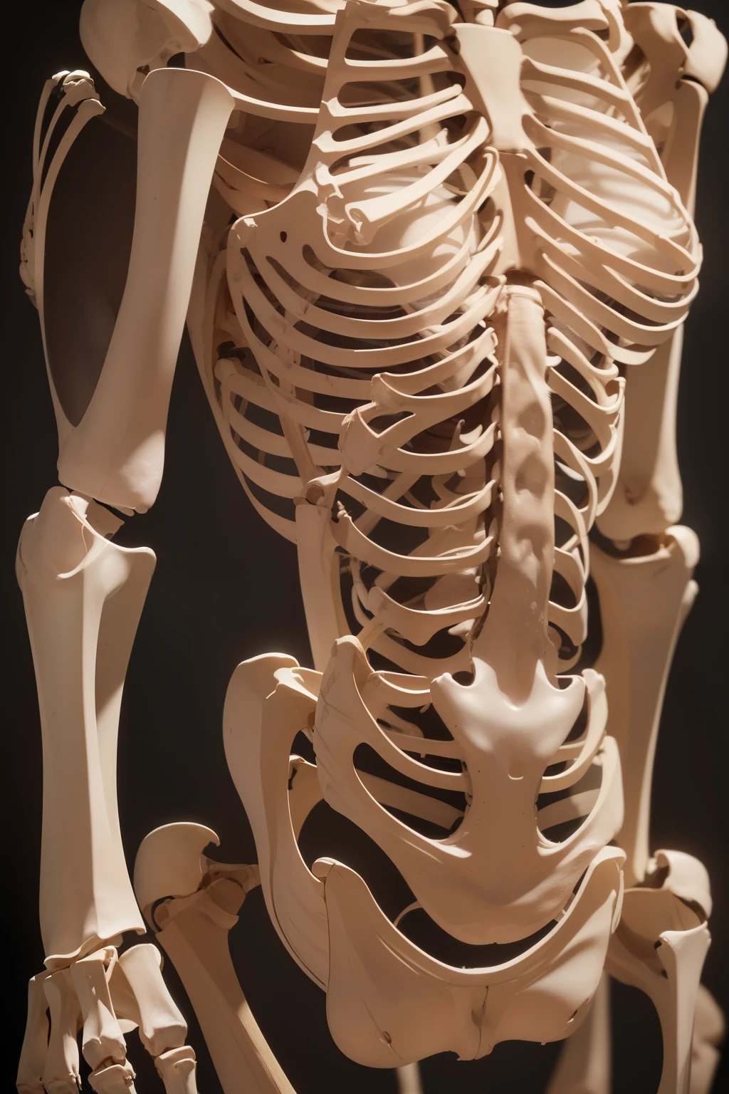 ((8k, RAW photos, top quality, masterpiece: 1.2), (realistic, photorealistic: 1.37), anatomically correct, high resolution, 1 skeleton, intricately detailed, skeletal system, cadaver, x-ray view, stripped down, muscles and bones visible, (anatomically accurate labels), movie lighting, bright and clear, (anatomically correct skeleton: 1.5), blood vessels clearly seen, muscles attached, close-up view, (detailed anatomy), (anatomically correct skeleton illustration: 1.2), mesh texture, normal maps, specular mapping, self-illuminated