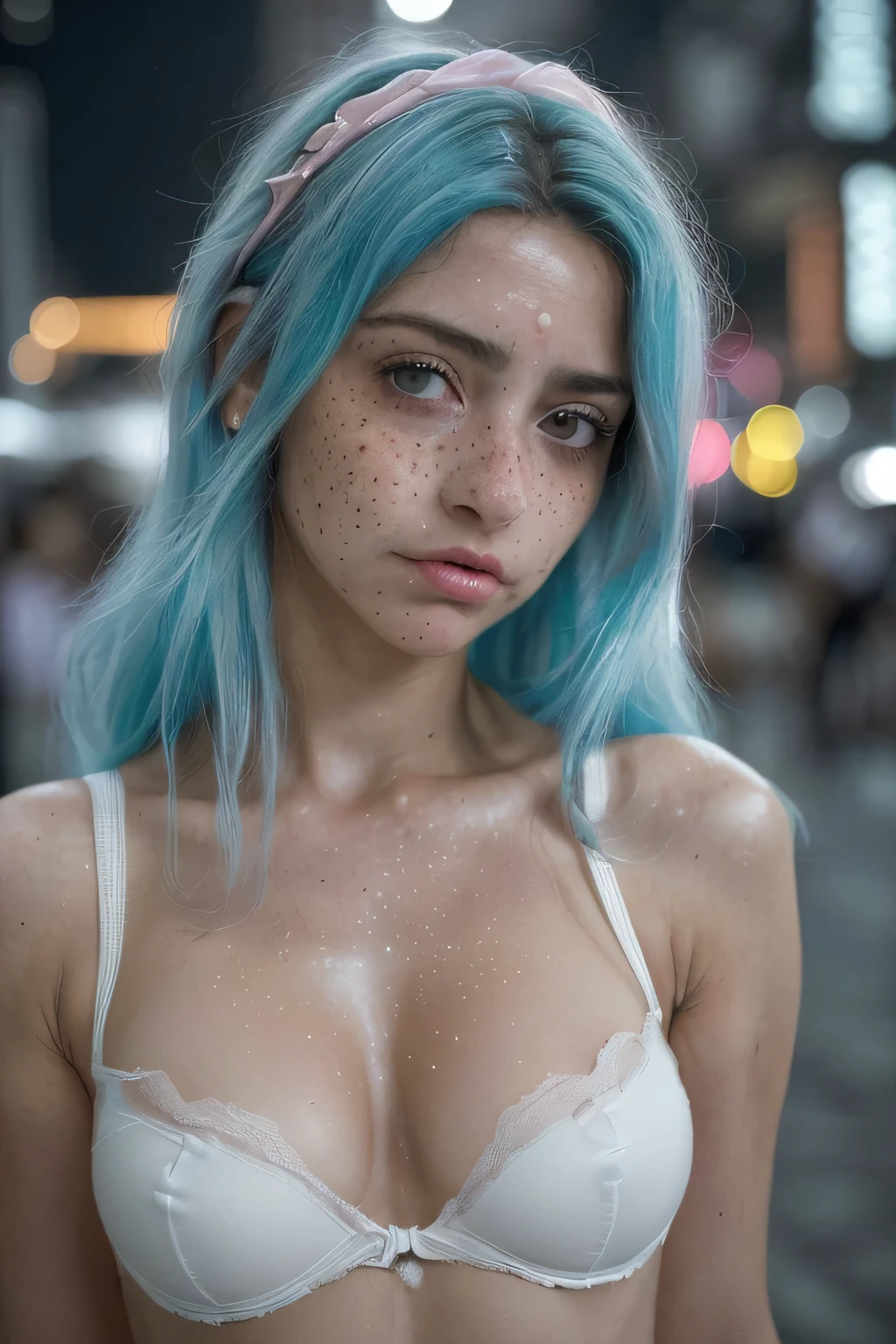 arafed woman with blue hair and green hair taking a selfie in the shower naked, full pov,((freckled)), ((big freckles)), cute freckles, light cute freckles, ((freckled face)), ((with freckles)), freckled pale skin, ((brown freckles)), (hint of freckles), ((a lot freckles)), ((freckles!!!)), ((very light freckles)), ((freckles)), (freckles on the nose), ((freckles on the chest)), ((face freckles)), (freckled shoulders), ((freckles on the arms)), ((((woman with freckles)), ((topless)), ((ligh brown freckles)), freckled pale skin, ((cute freckles)), ((small freckles)), ((freckled)), freckles!!!, ((freckles)), elegant freckles, ((brown freckles)), ((with freckles)), freckles on chicks, ((dark brown noticeable freckles)), ((freckled face)), ((very brown freckles)), rosy cheeks with freckles, ((a lot of freckles)), Lentigines, ((breasts showing)), ((30 year old woman)l, ((freckled nose)), ((sparse freckles))