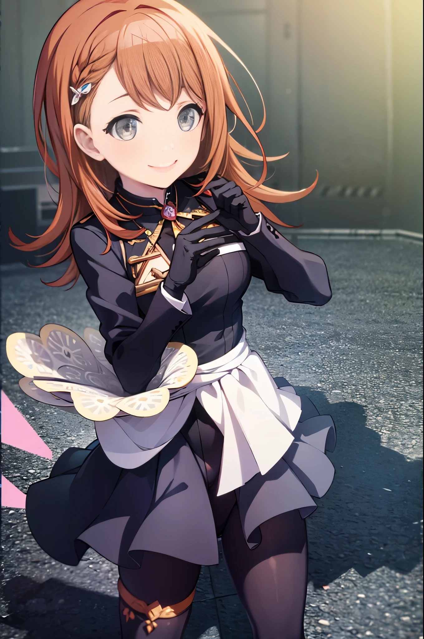 minori3rd, medium breasts, solo, magician, tuxedo, leotard, smile, tights
