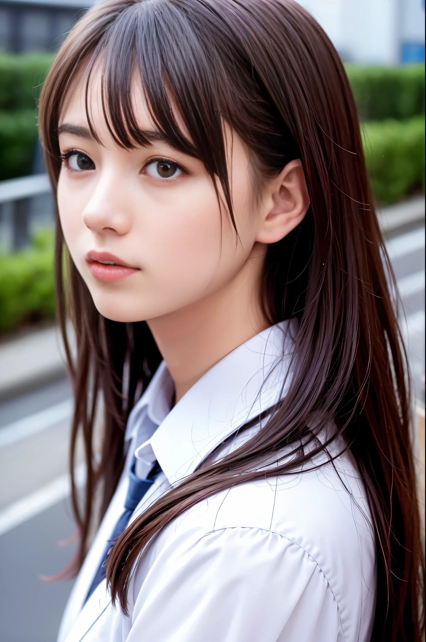 (8K, RAW photo, highest quality, masterpiece:1.3), (realistic, photo-realistic:1.4), (Highly detailed 8K wallpaper), sharp focus, Depth of written boundary,
japanese idol,very cute, (coat:1.3),(long hair :1.3), Upper body, highly detailed face and eyes,((shiny skin:1.2)), cinematic lighting, soft light, blur background, (A city with historical landmarks, such as a castle or a cathedral)
