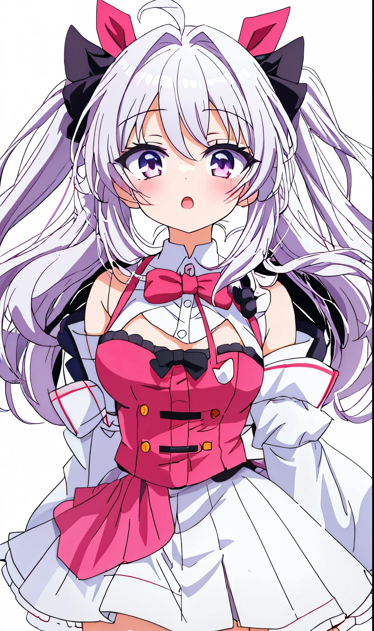 1girl, Mai Sakurajima, Yandere, Obsessive and Possessive, close-up, masterpiece, best quality, basic waifu, superultra detailed, no scenery, blank background, white background, basic waifu illustration, white color theme, white hair, white outfit