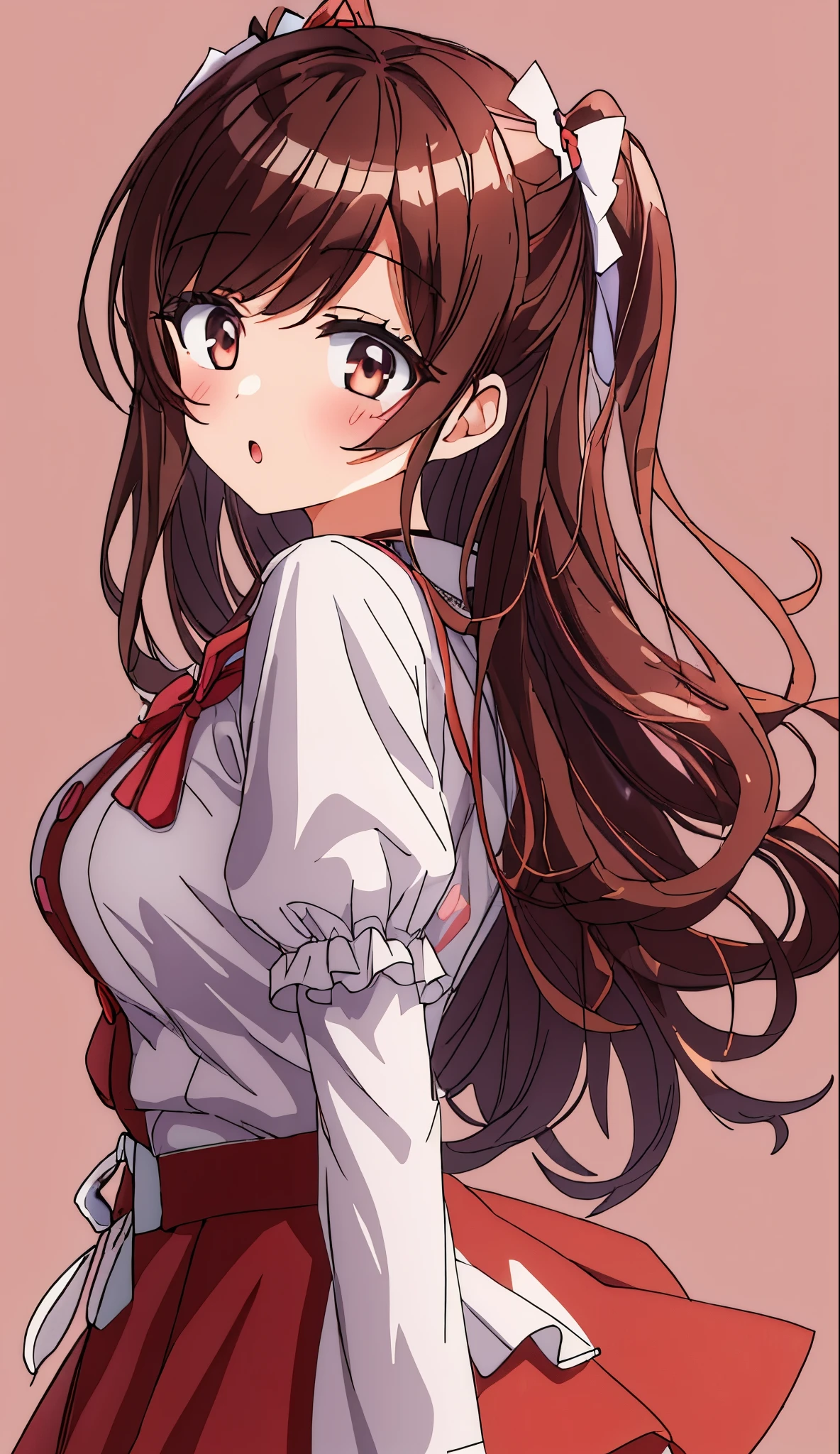1girl, Mai Sakurajima, Yandere, Obsessive and Possessive, close-up, masterpiece, best quality, basic waifu, superultra detailed, no scenery, blank background, brown background, basic waifu illustration, brown color theme, brown hair, brown outfit