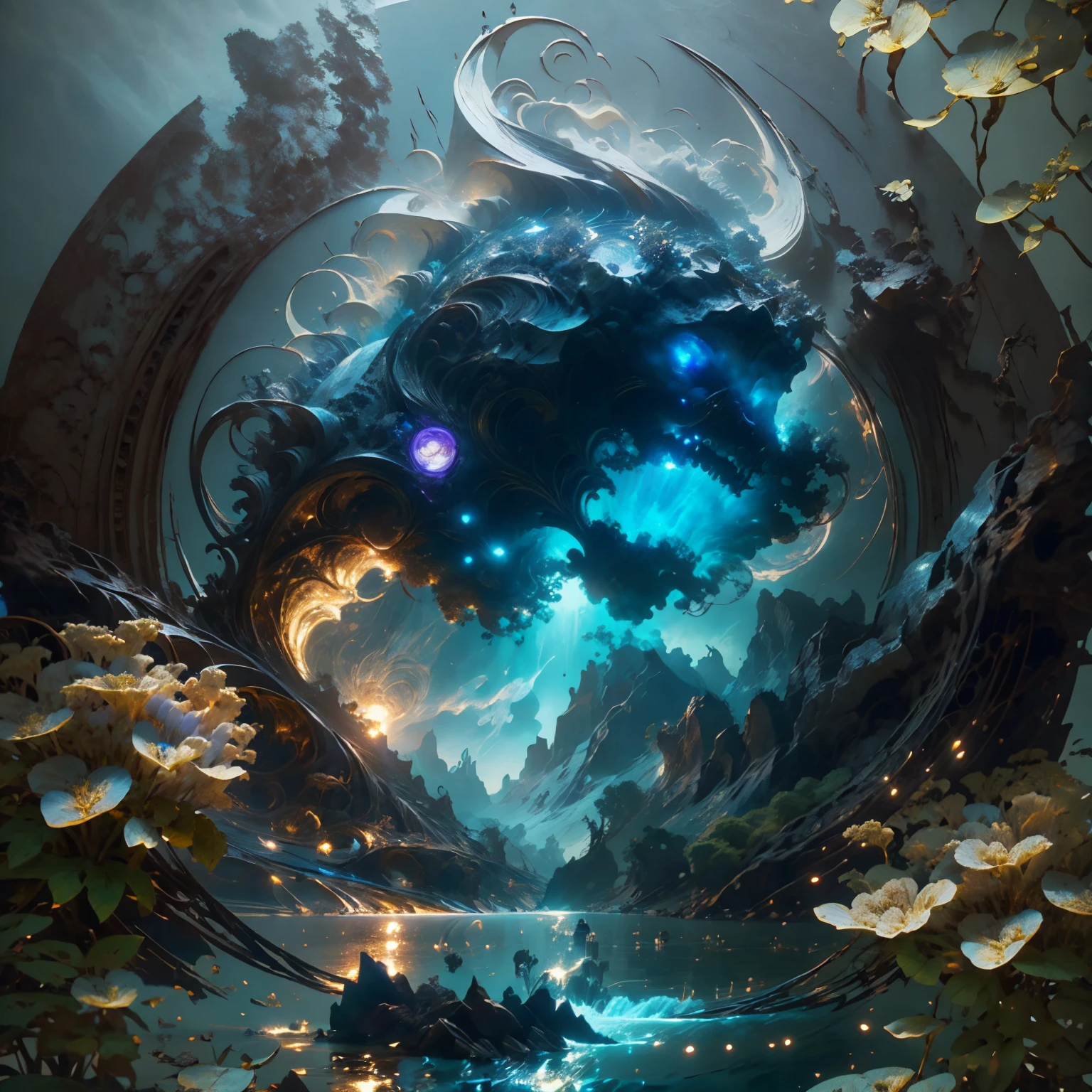 ((Seaart logo)) !top quality! masterpiece! High quality logo. 3D-визуализация. unreal engine. Highest quality, details, textures, materials, and clear forms (smooth glass, synthetic material, fake diamond, plastic, metal). Blue radiance from the depths of forms, Seaart logo!, 3D логотип. One . Front camera view, art deco, high detail, modern, gothic art, Fauvism, Contemporary art, constructivism, pop art, Hyperrealism, Pixar, depth of field, glowing light, ray tracing, light reflection. Hydrangeas, park, lake, Little Hill, Pebble path, Wallpaper, art deco, high detail, Cubist Futurism, surrealism, modern, gothic art, atmospheric perspective, the panorama, perspective, Diffraction spikes, masterpiece, Best quality, anatomically correct, high details, 8K .