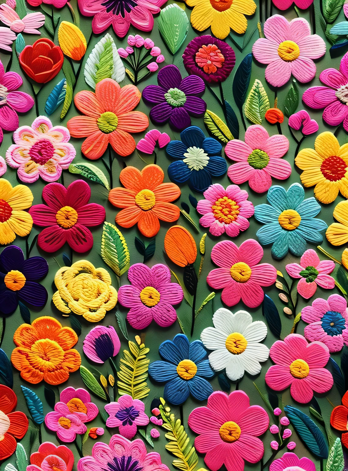 Embroidery in various colors
