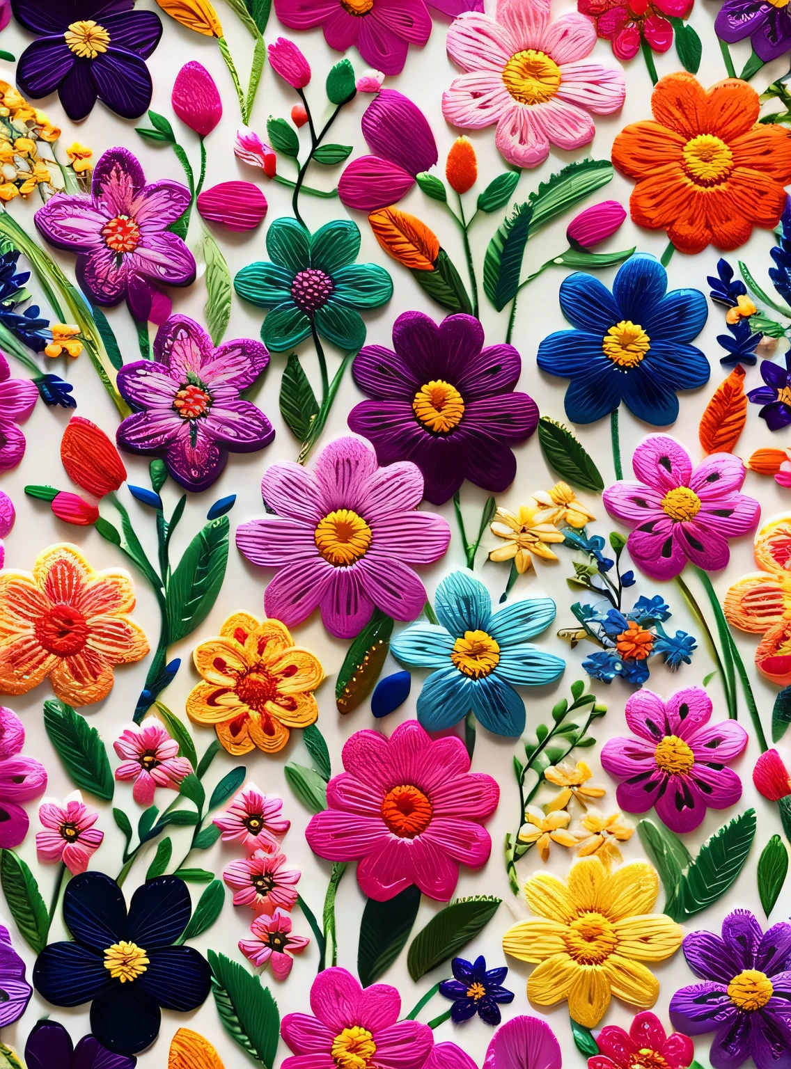Embroidery in various colors