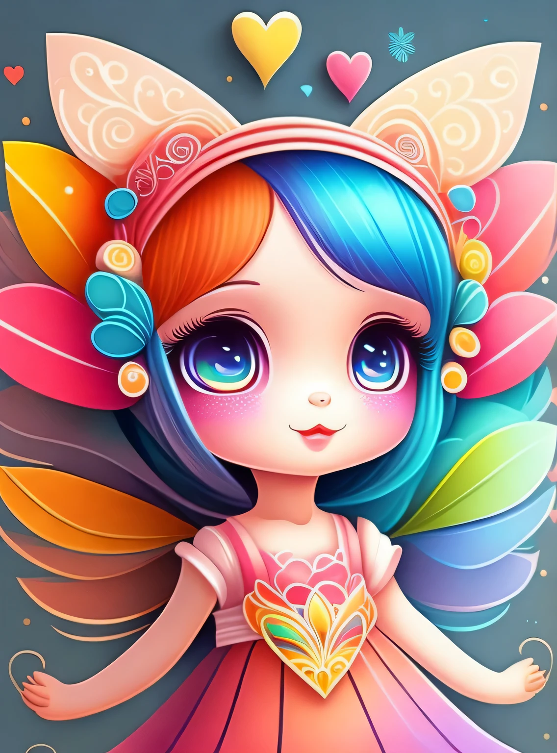the colorida abstract of cute little fairy, (colorida,altamente detalhado,arte vetorial)