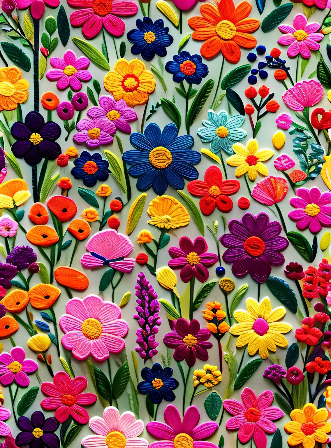 Embroidery in various colors