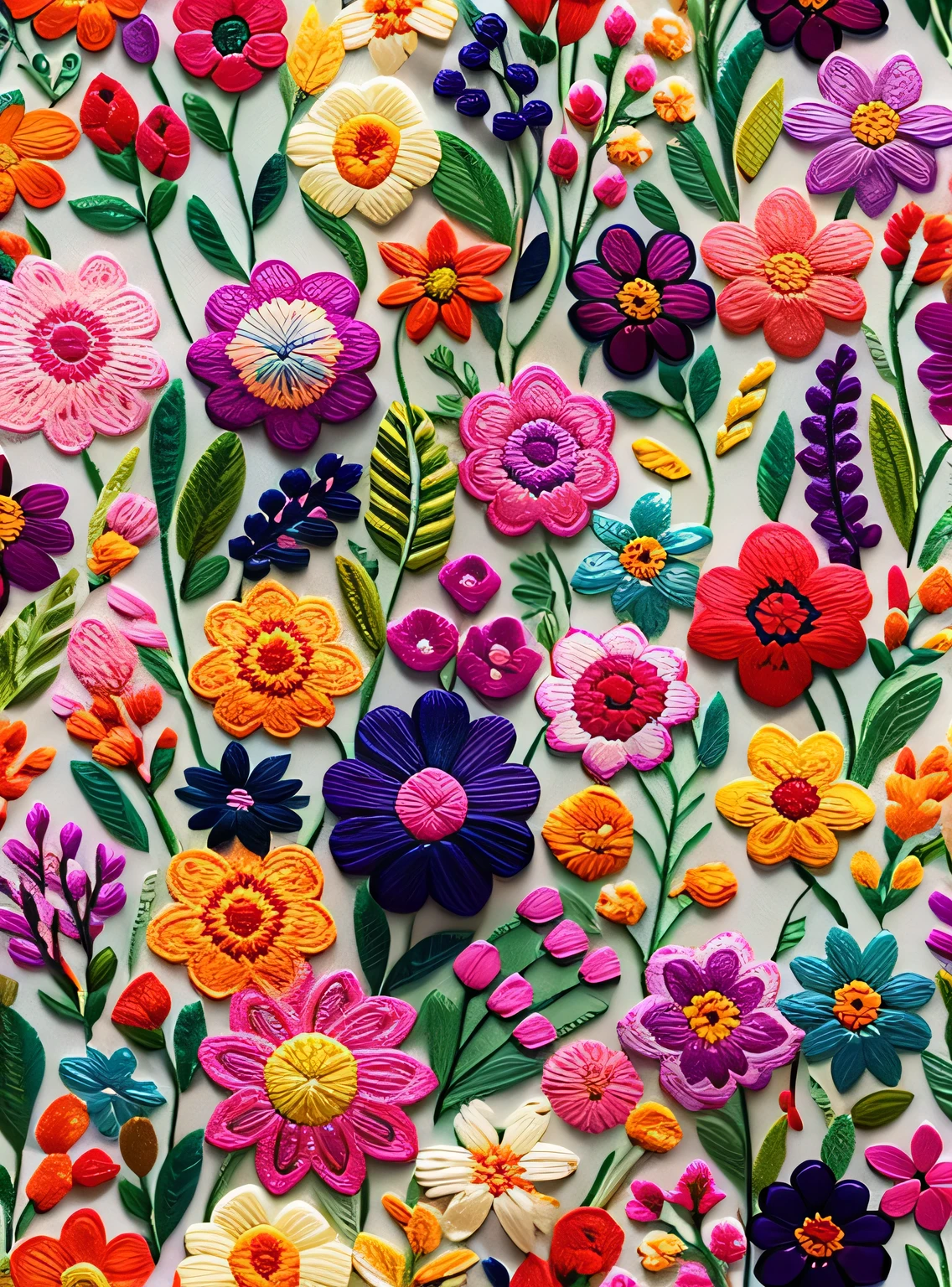 Embroidery in various colors
