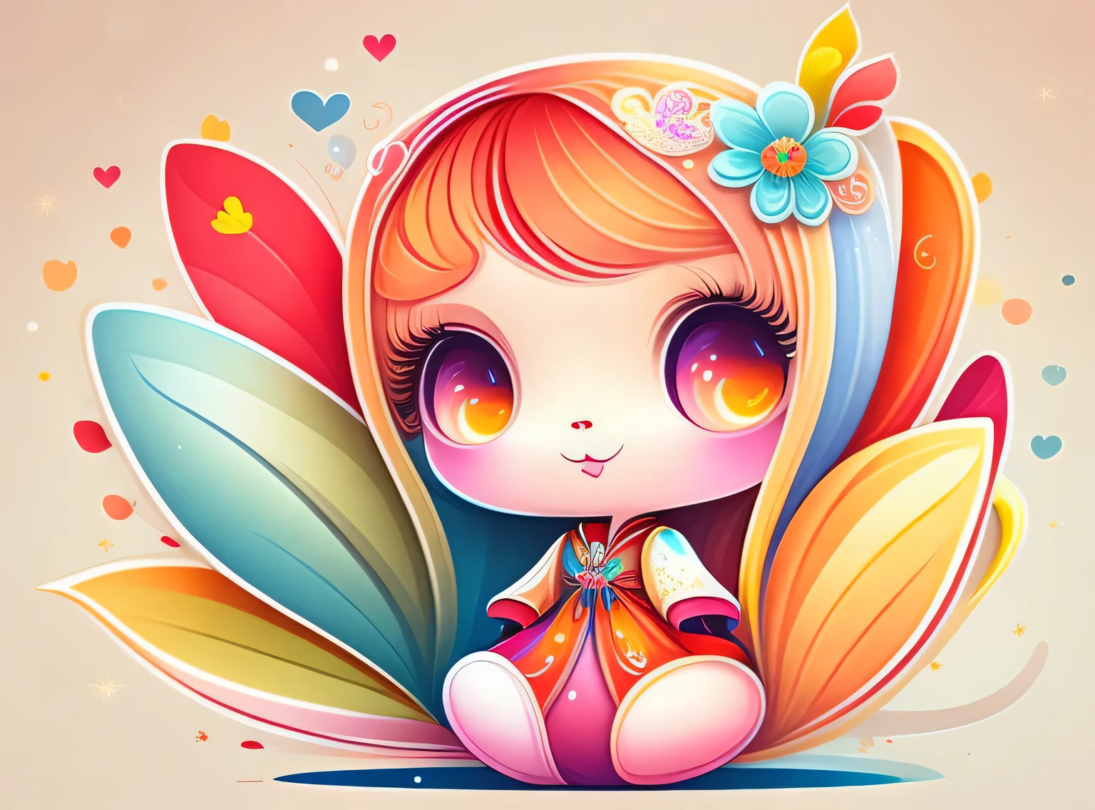 the colorida abstract of cute little fairy, (colorida,altamente detalhado,arte vetorial)