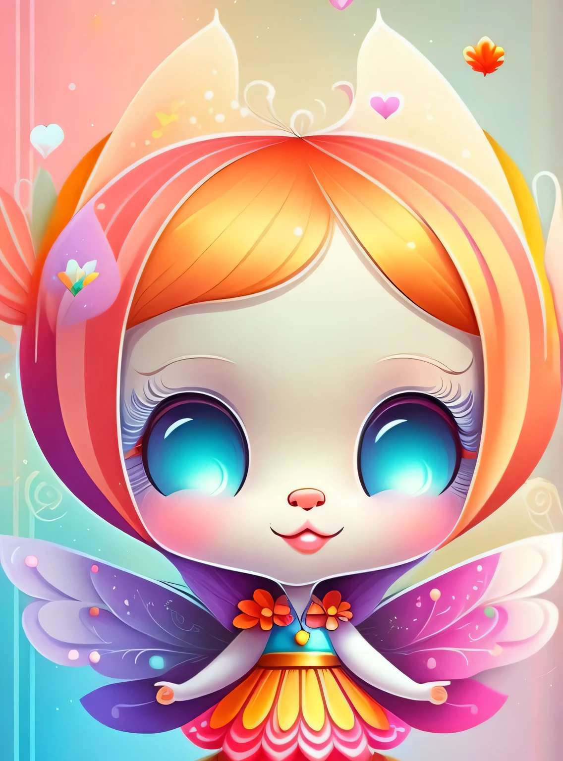 the colorida abstract of cute little fairy, (colorida,altamente detalhado,arte vetorial)