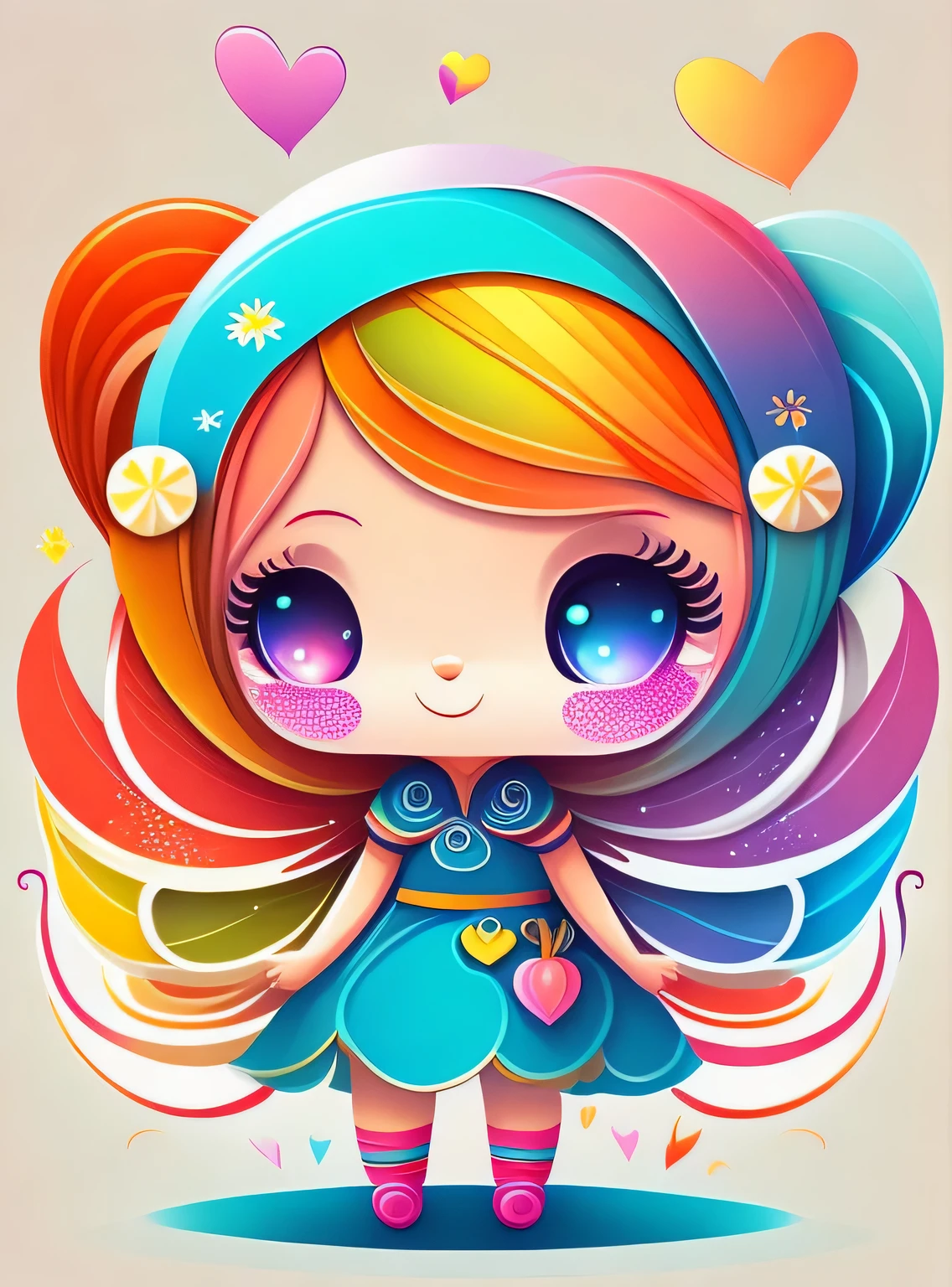 the colorida abstract of cute little fairy, (colorida,altamente detalhado,arte vetorial)