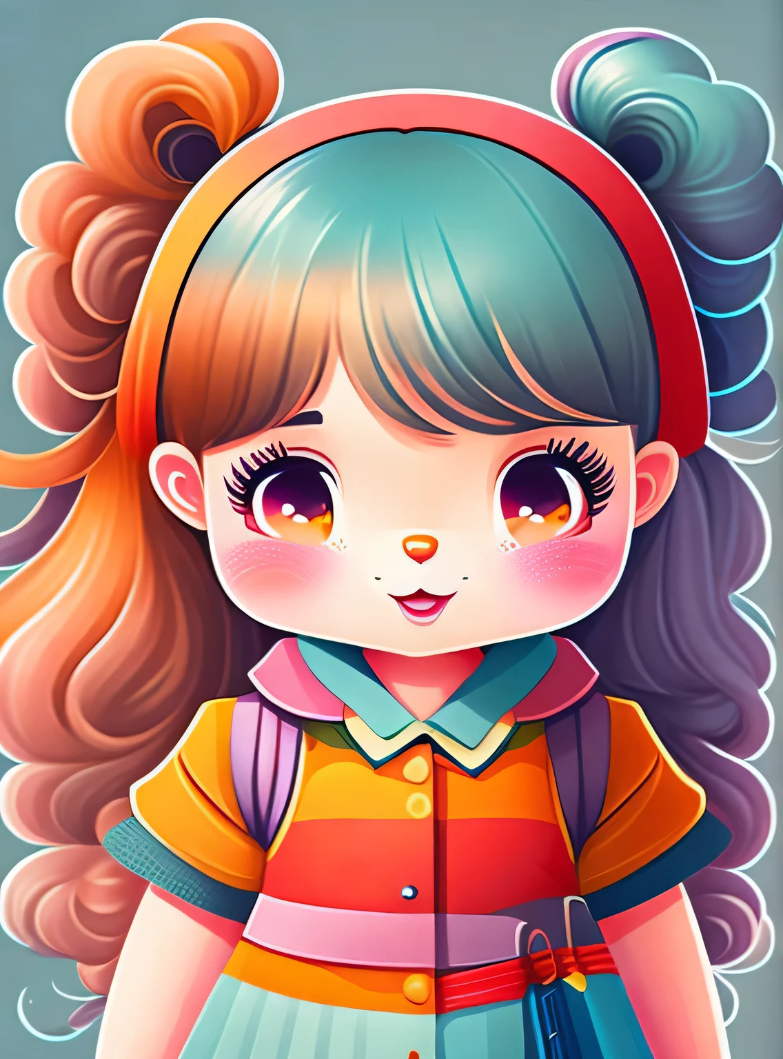 the colorida abstract of cute girl, (colorida,altamente detalhado,arte vetorial)