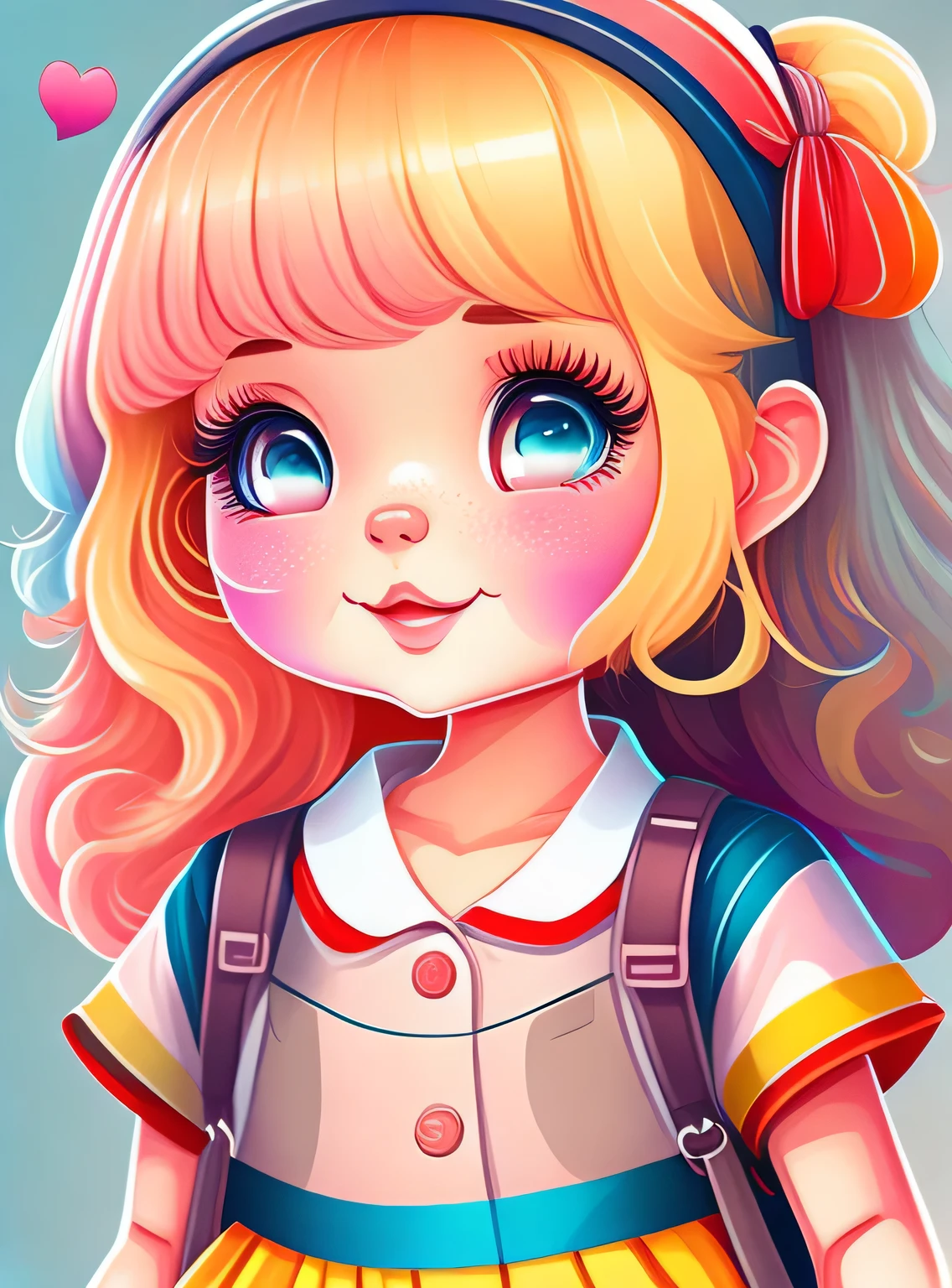 the colorida abstract of cute little school girl, (colorida,altamente detalhado,arte vetorial)