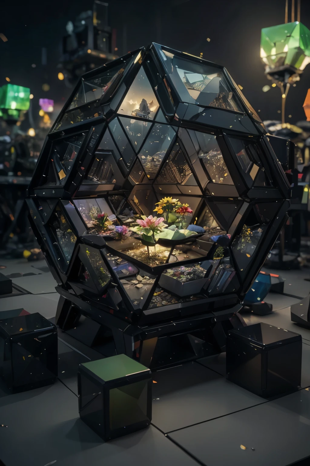 01_Three-dimensional abstraction, consisting of many blocks - cubes, Pixels, colorful, Luminous, bright, pixel blocks. In 3D projection, these blocks form bizarre isometric shapes, there is a foreground, middle, and background. Isometrics. The painting depicts a three-dimensional geometric figure., flower, lotus, and a lily. The cubes emit a faint colored glow.: geometry, stereometry , 3D images, and geometric patterns. Main image - isometric flower..
02_style, volumetric cubism, supermatism, abstraction. Bright color picture, Discreet color scheme, художественный style, 3D execution.
03_ 3D rendering. Visualization of a 3D scene. top quality, masterpiece. cinematic quality, movie "Pixels". sharp image. correct isometry. Harmonious color scheme. HD quality 8K. high image quality, | Ultra HD | Full HD, cinematic rendering, 3D visualization - a masterpiece, TOP computer graphics ART. 8K rendering unity, Motion capture, Dark lighting, Strong shading, and excellent detail. (bright, photoRealistic, Realistic, Dark, Sharp Focus, 8K).