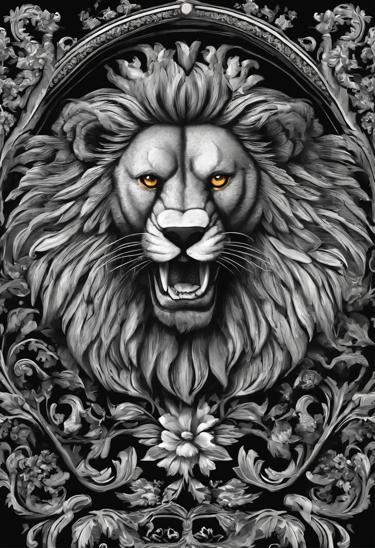 Coat of arms with (lobo uivando) em preto e branco
