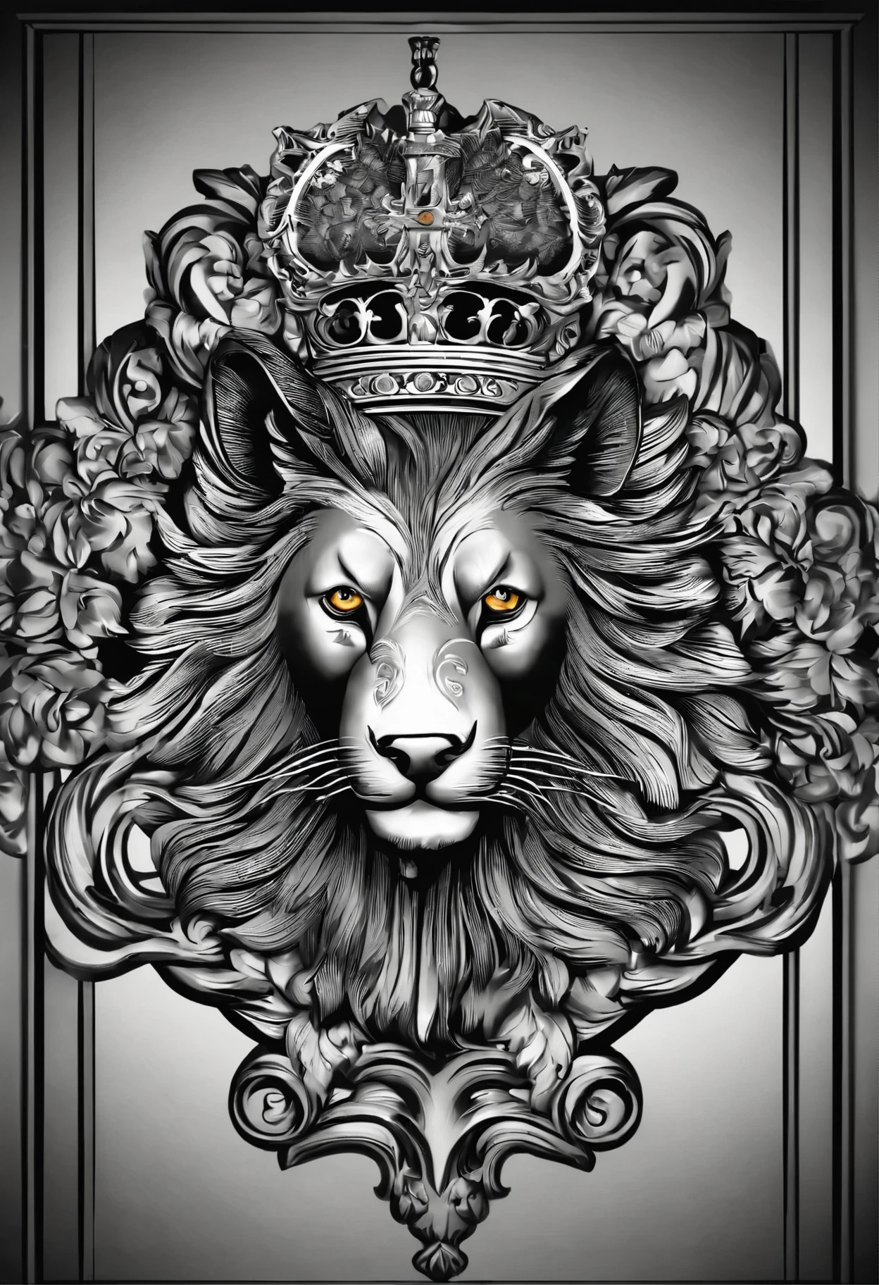 Coat of arms with (lobo cinzento uivando) em preto e branco