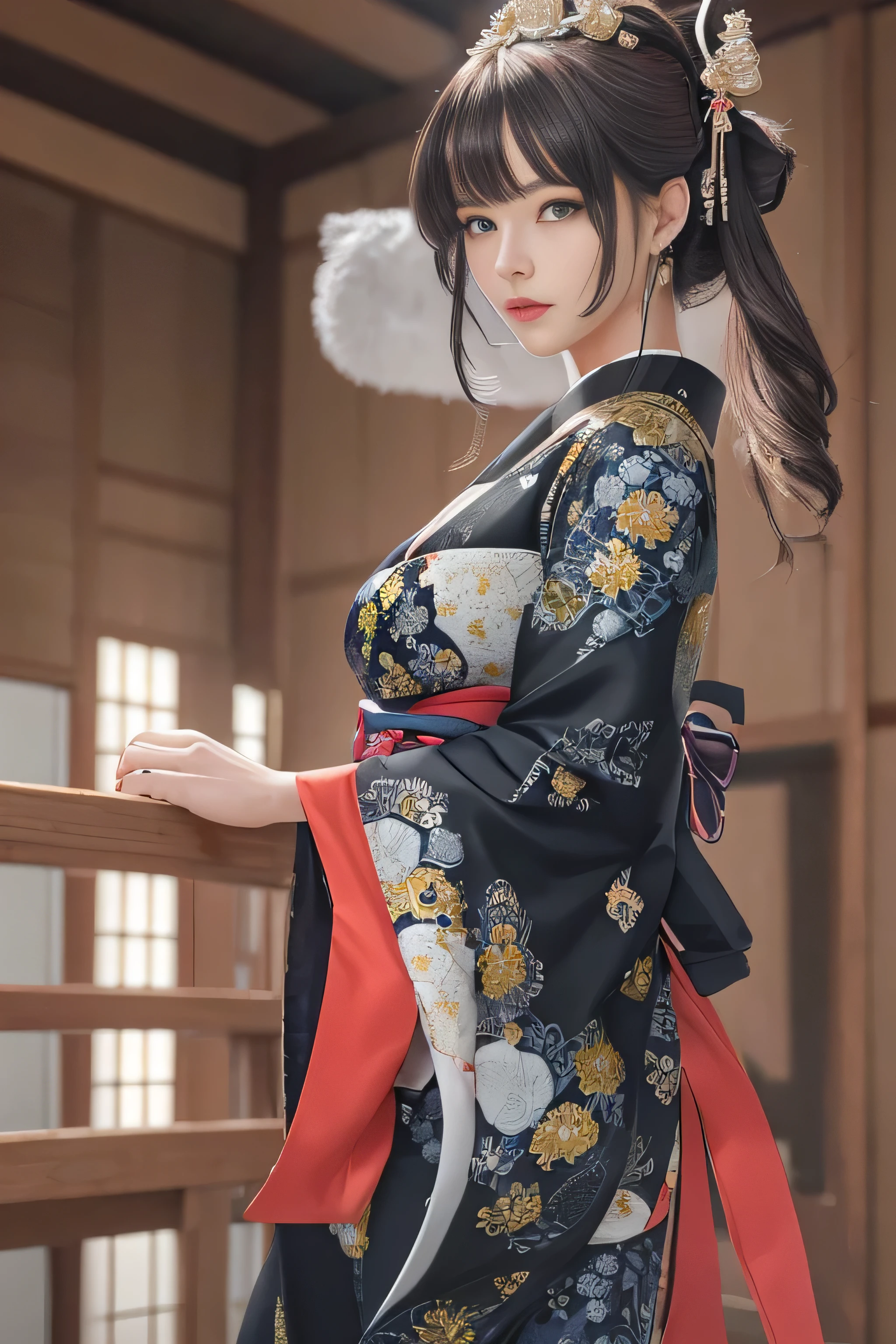 highest quality、High resolution、Super detailed、masterpiece、(Live shooting:1.5)、genuine:1.5、photogenuineistic:1.5、very delicate and beautiful、small details、(Japan around 1700:1.5)、1 female、(super beautiful)、(beautiful face:1.5)、(detailed face:1.5)、(fine eyes)、(detailed lips)、(detailed nose)、(Kunoichi)、(Ninja Costumes)、(barefoot:1.5)、(spread your legs:1.5)、(In a room of the feudal lord's mansion:1.5)、(At SFW)