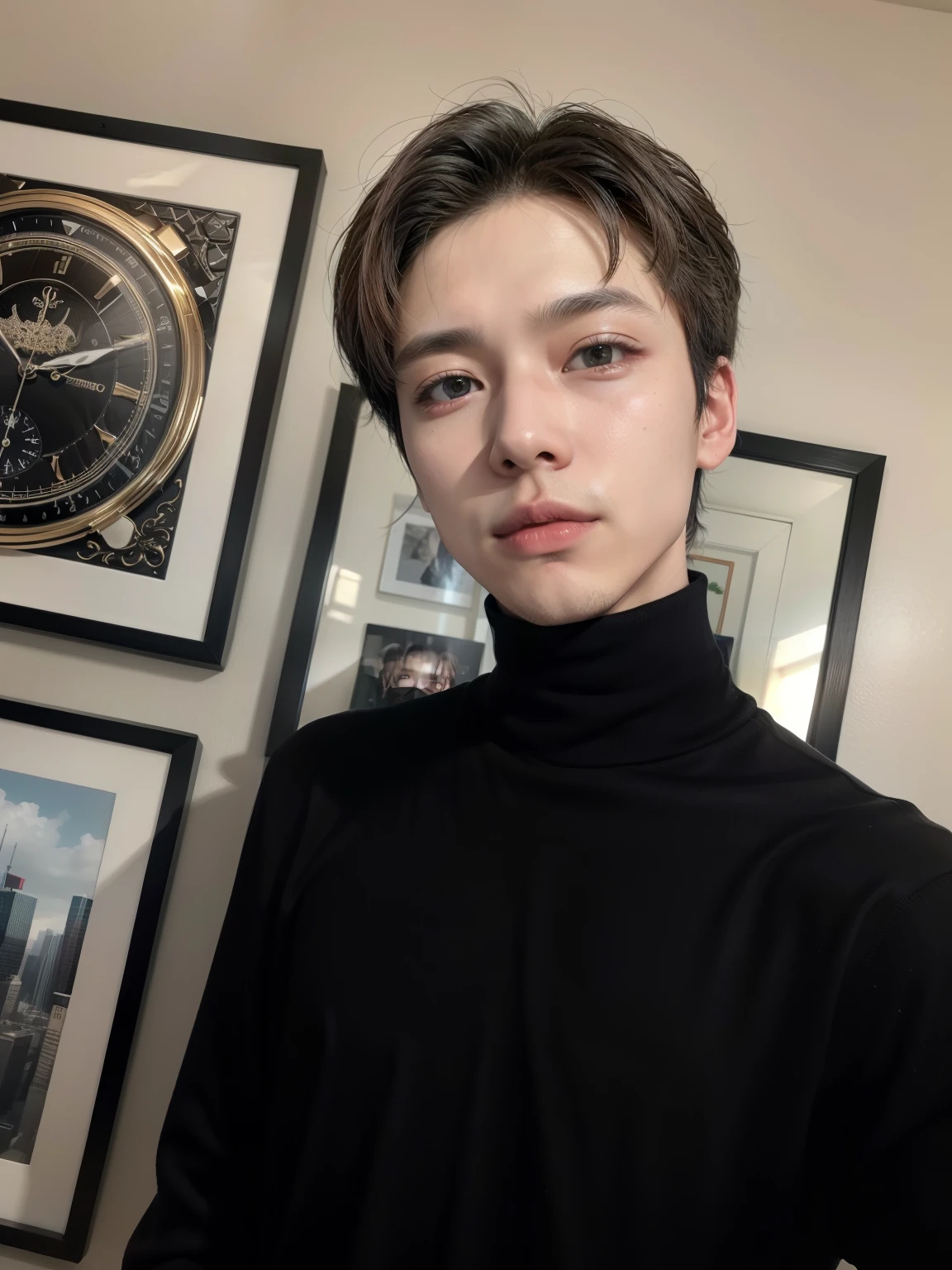 Arafed image of a man wearing a black turtleneck sweater., Jung Jaehyun, xqc, hyung tae, yanjun chengt, TaeJune Kim, cai xukun, kim doyoung, hong junio hyung, beautiful androgynous prince, hyung tae kim, delicate androgynous prince, hombre surcoreano, pintar ulzzang, hsiao-ron