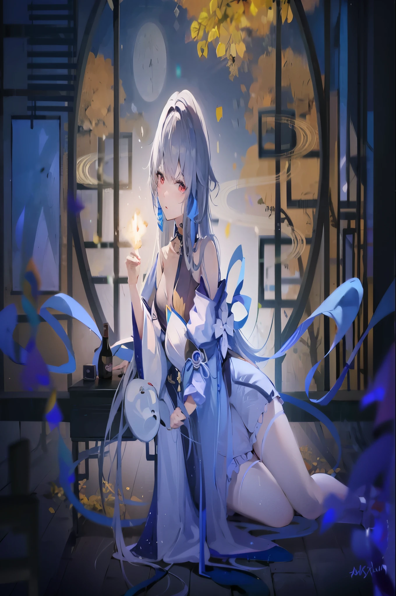 Anime girl sitting on a chair with a sword in her hand, keqing from Genshin impact, Best Anime 4K Konachan Wallpapers, anime goddess, anime art wallpaper 8k, ayaka Genshin impact, anime style 4k, White-haired God, Cute anime waifu wearing beautiful clothes, anime art wallpaper 4k, Genshin, anime art wallpaper 4k