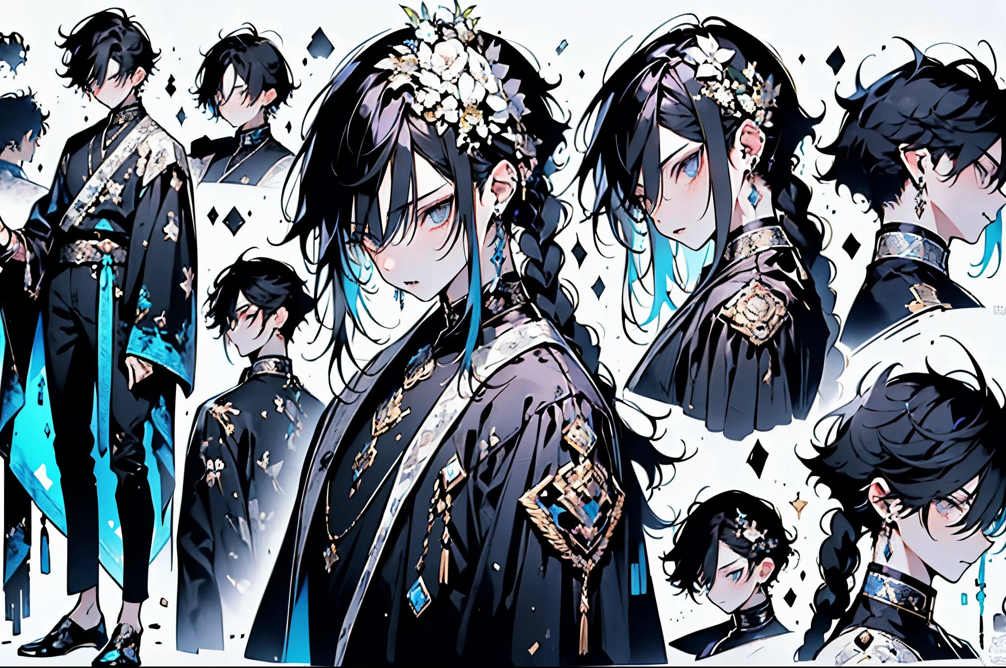 (absurdres, highres, ultra detailed), 1 male, adult, handsome, tall muscular guy, broad shoulders, finely detailed eyes, neon hair, holographic, black jacket, intense run, speed,Character OC design, the same person multi-angle painting, multi-angle painting, the theme color is gold, （Male characters:1.2),(Boy:1.2), ((Character design)),(Different expressions for the same character:0.8),Pubic area is clear,hyper HD, Exquisite, (4K works))、​masterpiece、(top-quality)、((Black cityscape background))、Korean Male、Adult male、((Adult 50 years old))、((Adult uncle type))、((Leather Jeans Style))、((Face similar to Hyunjin))、Cool Men、tall、((Wild features))、((Wild look))、((angry expressions))、((Long sleeve long trouser style))、((Smaller face))、Full body、full height, clothing reference, beautiful clothes, full-length character on the left, on the right the same character with different emotions, character reference, full-length example of clothes