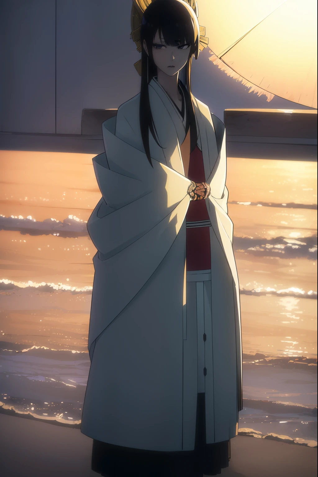 cool man,long hair, smooth, blunt smooth, black hair, sidelocks, (black eyes:1.5)
Take a break japanese clothes, kimono, Mechanical arm, Special weapons,
Take a break looking at viewer, upper body, (full body:1.2),
Take a break outdoors, sky, sun,
Take a break (Masterpiece:1.2), best quality, high resolution, unity wallpaper 8k, (illustration:0.8), (Beautifully detailed eyes:1.6), Very detailed face, perfect light, Very detailed CG, (perfect hand, perfect anatomy),