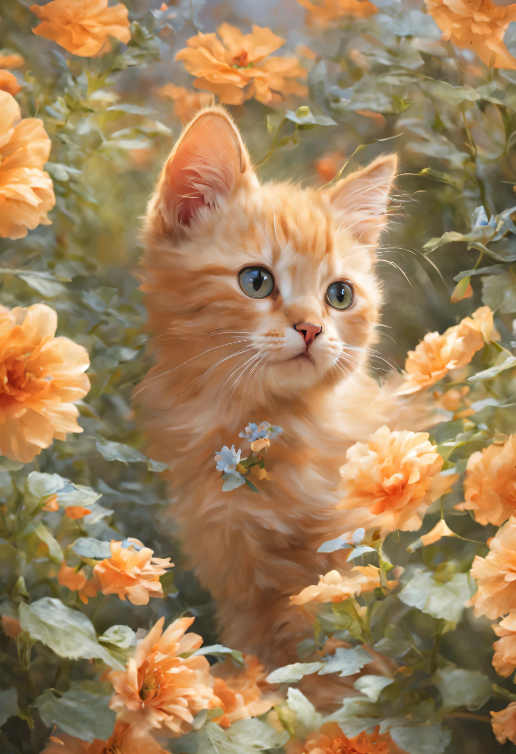 Kleine Katze mit Blume im Haar
