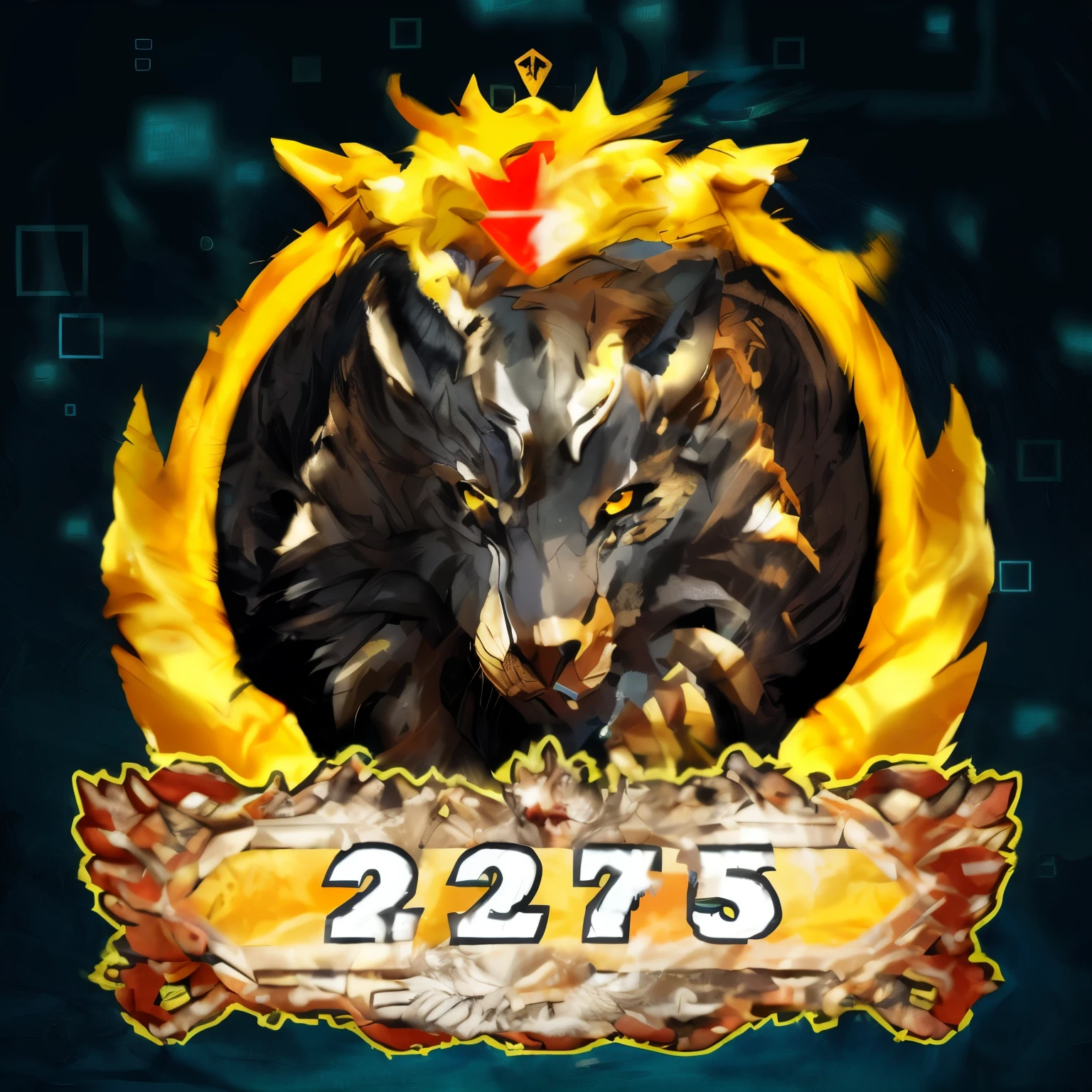 a close-up of a logo with a lion, Lobo Dourado, ouro nobre, mystical valkyrie of anubis, grande lobo, 2 0 2 3, 2023, dire wolf, 12k ursa, Grim - Lobo, ano 2447, alpha wolf head, 2 0 2 2, 2022, icon, lobo pedante, remove the lion