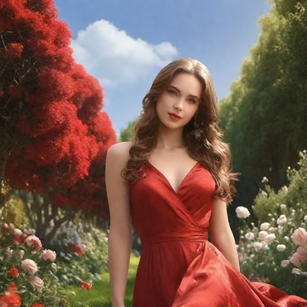 (masterpiece, best quality:1.2), 1girl, solo, red dress, in a garden, photorealistic, 8K