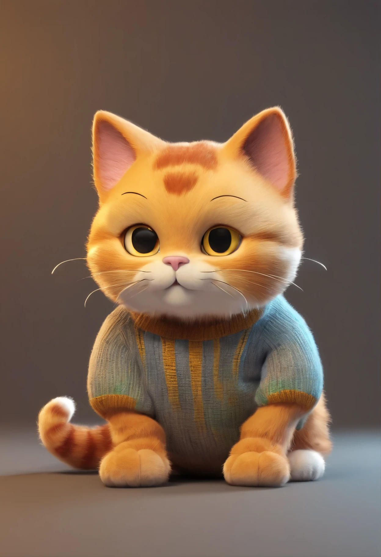 a cute little cat，Wear a sweater，Garfield,