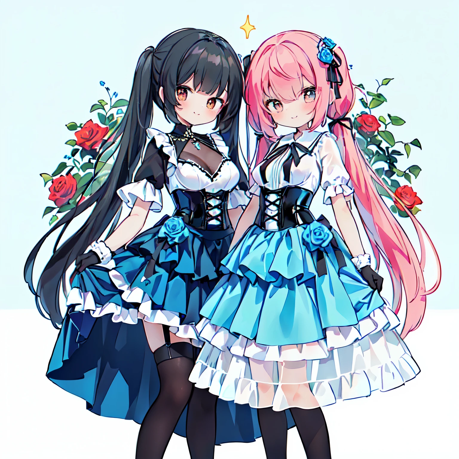 happy smile 3girl:1.3,clear white skin,Yumekawa、(((白い背景、青い髪に金色の目の女の子、赤い髪に緑の目の女の子、緑の髪にオレンジの目の女の子:1.8)))、(PastelColors:1.3)、(Cute illustration:1.3)、(watercolor paiting:1.1)、(Light blue and black theme:1.3), ((Gothic ta, Black Wedding Dresses):1.2), (Black See-Through Wedding Veil:1.4), ((Black Latex Corset, Light blue breasted cup):1.4), (shortsleeves:1.3), ((White collar, Taibo):1.3), ((frills skirt, Multi-layer skirt):1.4), ((Stockings, Garter Belt):1.3), (Long gloves:1.2), (Blue rose decoration on the head:1.3),、Moya、colourfull、marble、Particles of light、patterns、
Detailed drawing、Vibrant colors、striking contrast、intricate detailes、Delicate depiction、Luminescent、full body Esbian、(top-quality、8K、32K、masterpiece、nffsw:1.2)、((Photo of red-eyed woman with bright red hair with cute smile:1.3))、
((Horizontal twin tails tied with a black ribbon:2))、
Curly hair:1.3、Zito-order:2、large full breasts