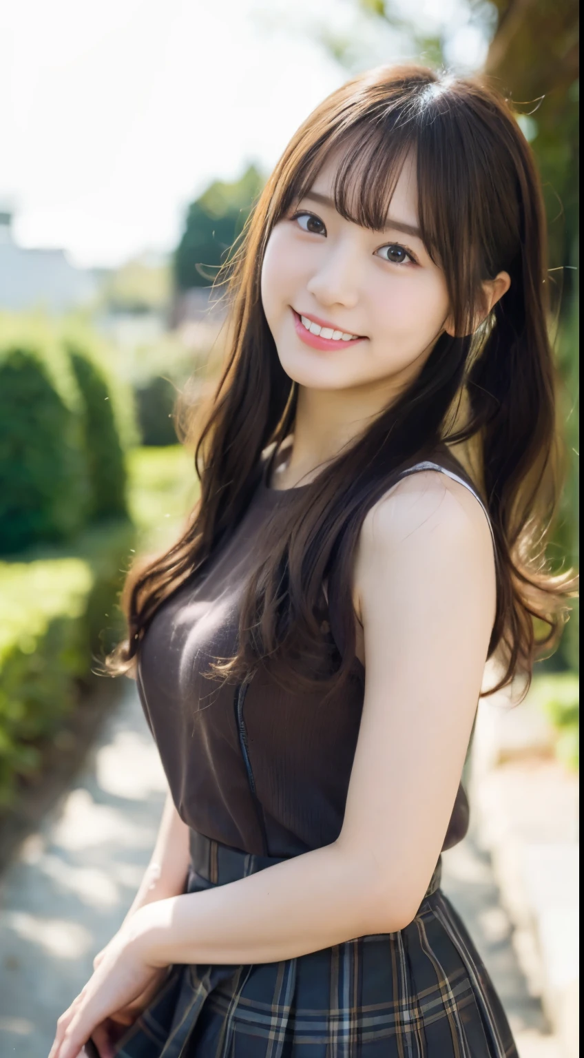 adorable, japanese girl, Straddle upright, skirt , (smile:0.7), curly hair, hair scrunchie, twin tails, (highly detailed skin), (highest quality:1.0), (Super high resolution:1.0) ,(photo-realistic:1.0), (super detailed:1.0), (8K, RAW photo:1.1)