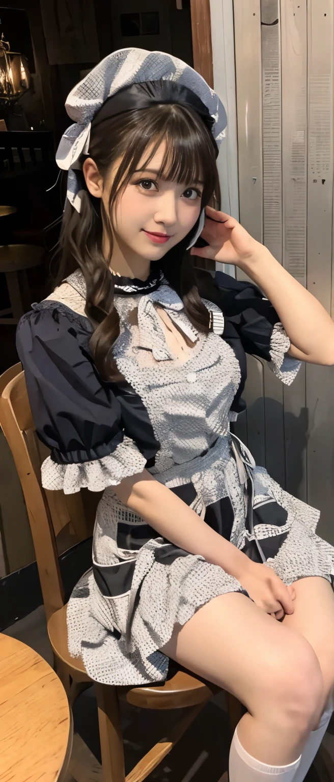 waitress idol、whole body、good style、、、、、skull print waitress costume、haunted house cafe