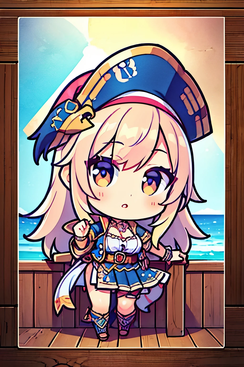 (highest quality,4K,8K,High resolution,table top:1.2),super detailed,female pirate,Haihara,pirate ship,Standing on the deck,beautiful and fine eyes,detailed lips,soft pastel colors,View all,Like a watercolor painting