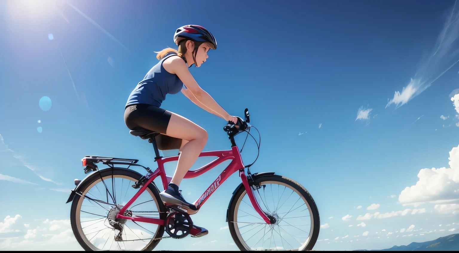 A girl riding a bicycle in the