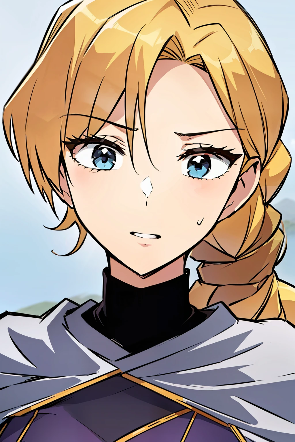 quality, masterpiece, highly detailed, 1girl, detailed face, detailed eyes, blue eyes, quality, focus at the upper body, embarrassed, blushing, hair down