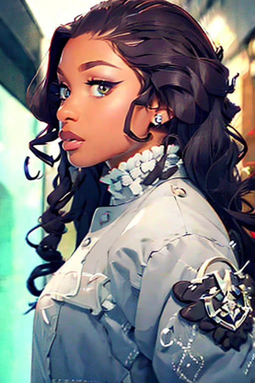 1girl, black female, mature female, dreads hair, dark skin, megan, megantheestallion, detailed background, masterpiece, super detail, 4K