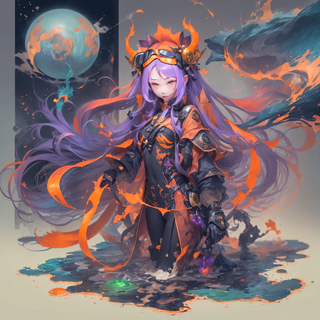 8679 Cyberpunk Year(masterpiece,HD,超HD,32k lotus root starch)Bright purple flowing hair,autumn pond, lotus root starch color, Asian (Michiko), (silk scarf), fighting stance, looking at the ground, Orange gradient long hair, ((Thick frame reflective jade windproof goggles))Floating bright purple, Fire cloud gold headdress, Chinese long-sleeved gold silk garment, (Abstract ink splash:1.2),mars background,lotus(realistically:1.4),bright purple hair,Smoke on the road,The background is very ivory、pure, high resolution, Detailed wind protection goggles, RAW photos lotus root starch, Sharp Re, Nikon D850 film photo by Jefferies Lee 4 Kodak Portra 400 camera F1.6 guns, rich and colorful, Super real、Vivid textures, dramatic lighting, Unreal Engine Art Station Trend, Silicon Nest 800