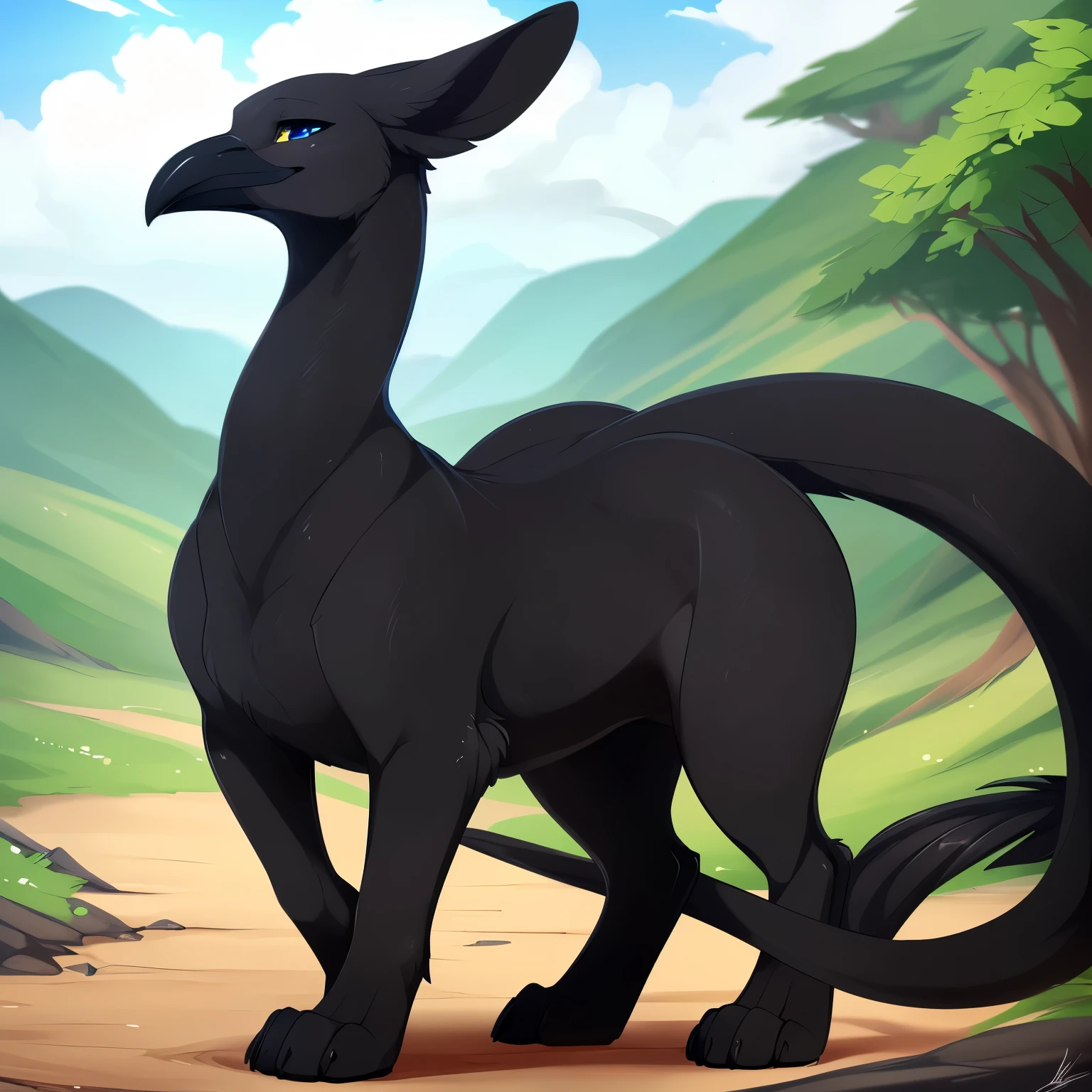 ((black_gryphon)), (all_black_body), otter, (feral_quadruped), (by shikaro), (by Inno-Sjoa), (by asaneman), (by DAGASI), female, big_butt, ((extremely_wide_excessively_massive_hyper_hips)) normal_tail, (massive_hyper_labia), long_(black_crow_beak), ((big_floppy_ears), Long_neck, ((digitigrade_extremely_tiny_paws)), Perfect_eyes), sexy, seductive, 1080p, (best quality), (masterpiece),