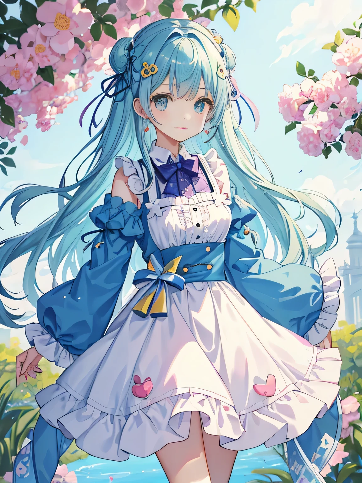 highest quality、High resolution、detailed background、
It is best to choose colors that have a cute atmosphere., bright colors and pastel colors.。
pink、Light blue、A typical example is yellow.。.。

Add a top or skirt with frills or lace for a cute look..。

Polka dot pattern、flowers print、stripe, wait.、
Incorporating cute patterned items will add an accent to your outfit..。

Ribbon and heart motif hair accessories, necklace, big bow tie, wait.、Brighten up the whole atmosphere with cute accessories.。

We incorporate feminine silhouettes such as loose silhouettes and flared skirts.。、You can create a cuter impression.。

balanced coordination、
It is important to balance the overall look by pairing oversized tops with tight bottoms., and vice versa, By pairing tight tops with voluminous skirts,、.。
