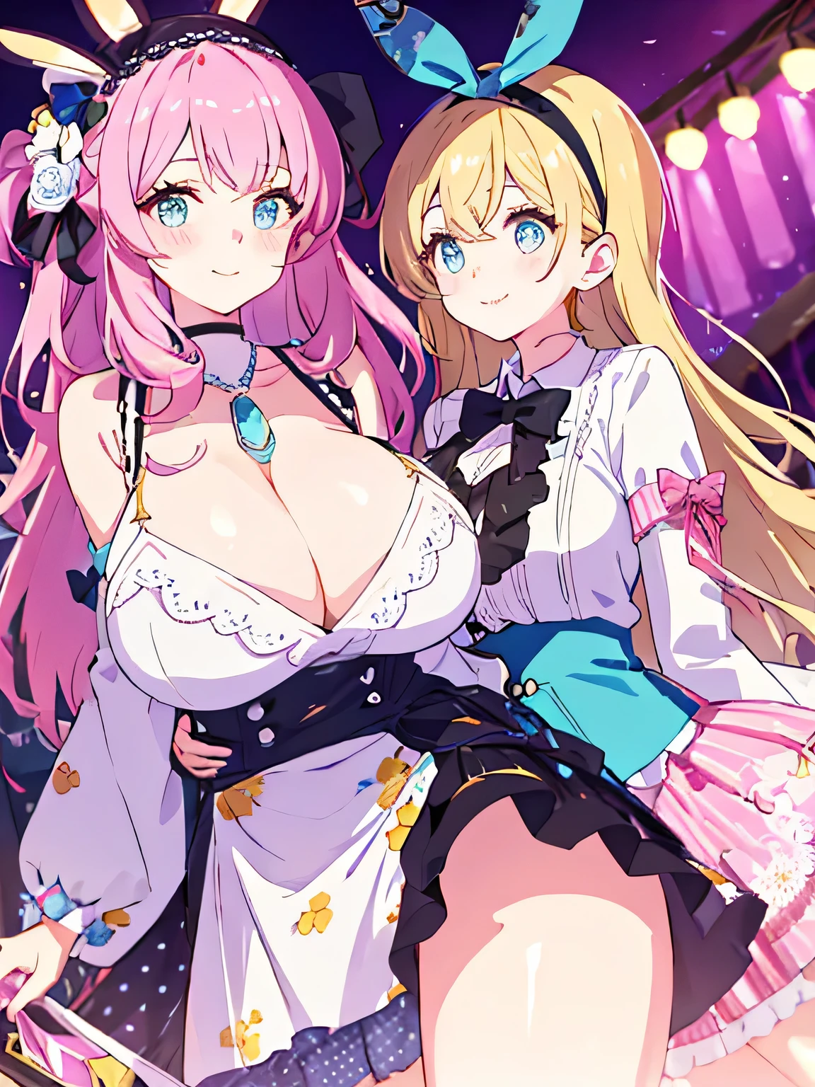 highest quality、High resolution、detailed background、Beautiful age girl、((three women))、(huge breasts:1.2)、
It is best to choose colors that have a cute atmosphere., bright colors and pastel colors.。
pink、Light blue、A typical example is yellow.。.。
Add a top or skirt with frills or lace for a cute look..。
Polka dot pattern、flowers print、stripe, wait.、
Incorporating cute patterned items will add an accent to your outfit..。
Ribbon and heart motif hair accessories, necklace, big bow tie, wait.、Brighten up the whole atmosphere with cute accessories.。
We incorporate feminine silhouettes such as loose silhouettes and flared skirts.。、You can create a cuter impression.。
balanced coordination、
It is important to balance the overall look by pairing oversized tops with tight bottoms., and vice versa, By pairing tight tops with voluminous skirts,、.。