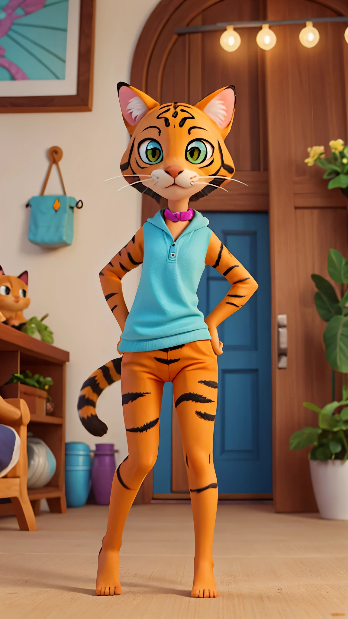 Create a colorful BENGAL cat with lots of pixAR style details