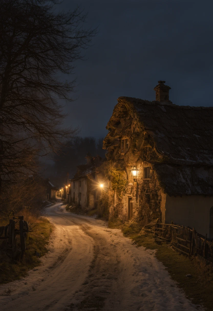 Lights on the edge of the village

