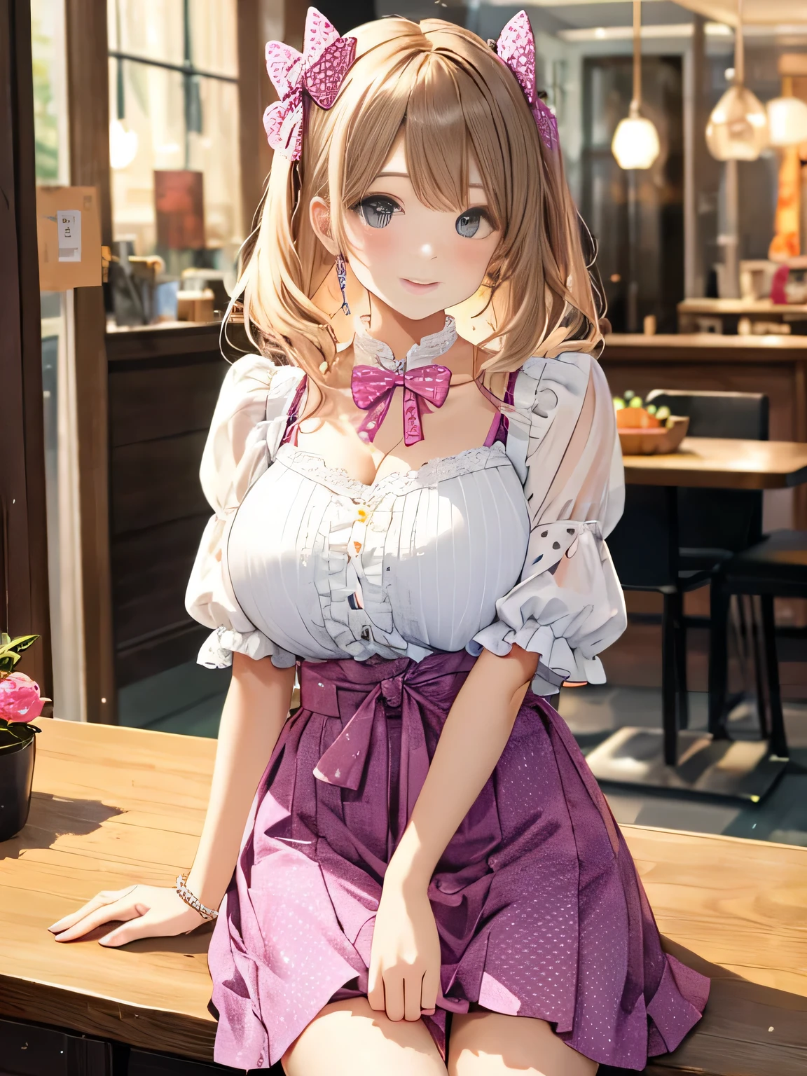 highest quality、High resolution、detailed background、Beautiful girl、((three women))、(huge breasts:1.2)、
It is best to choose colors that have a cute atmosphere., bright colors and pastel colors.。
pink、Light blue、A typical example is yellow.。.。
Add a top or skirt with frills or lace for a cute look..。
Polka dot pattern、flowers print、stripe, wait.、
Incorporating cute patterned items will add an accent to your outfit..。
Ribbon and heart motif hair accessories, necklace, big bow tie, wait.、Brighten up the whole atmosphere with cute accessories.。
We incorporate feminine silhouettes such as loose silhouettes and flared skirts.。、You can create a cuter impression.。
balanced coordination、
It is important to balance the overall look by pairing oversized tops with tight bottoms., and vice versa, By pairing tight tops with voluminous skirts,、.。