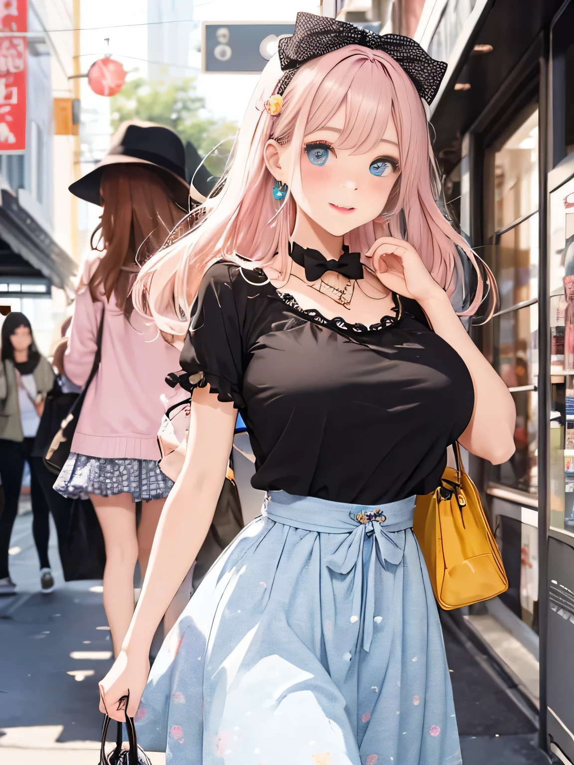 highest quality、High resolution、detailed background、Beautiful teenage girl、((three women))、(huge breasts:1.2)、
It is best to choose colors that have a cute atmosphere., bright colors and pastel colors.。
pink、Light blue、A typical example is yellow.。.。
Add a top or skirt with frills or lace for a cute look..。
Polka dot pattern、flowers print、stripe, wait.、
Incorporating cute patterned items will add an accent to your outfit..。
Ribbon and heart motif hair accessories, necklace, big bow tie, wait.、Brighten up the whole atmosphere with cute accessories.。
We incorporate feminine silhouettes such as loose silhouettes and flared skirts.。、You can create a cuter impression.。
balanced coordination、
It is important to balance the overall look by pairing oversized tops with tight bottoms., and vice versa, By pairing tight tops with voluminous skirts,、.。