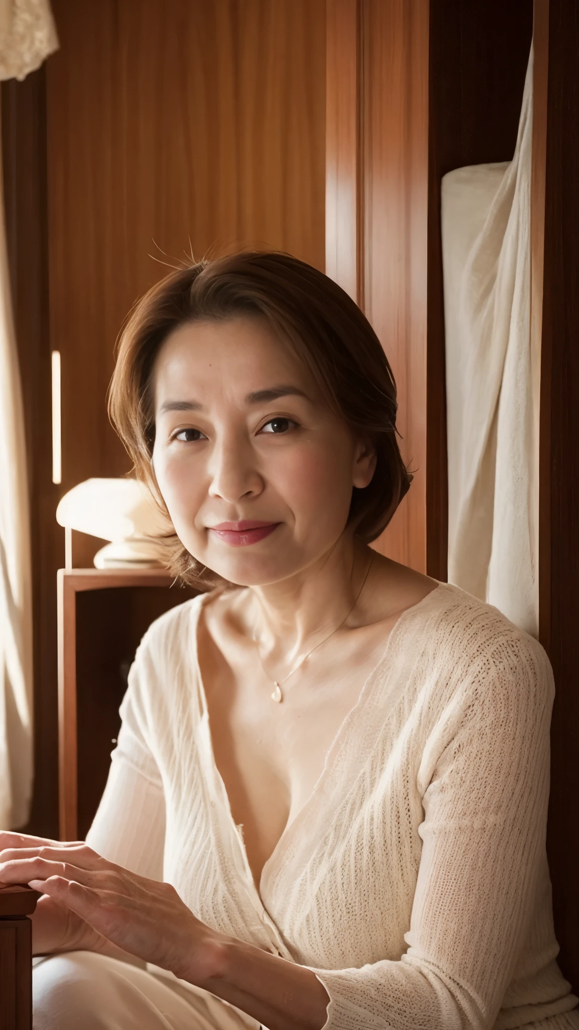 (((Grandmother))):1.3, (((beautiful woman))):1.5 Gravure, describe the lips correctly, red lipstick, The chest is abnormally large, In underwear, Elderly Mature Woman, Mature Woman, flashy face, highest quality, Super high quality, realistic, super dense skin, perfect description, (1 Japanese mature woman), (erotic), 100 years old, big breasts, Bewitching, Glamour, sexy, pure white skin, looking at the viewer,