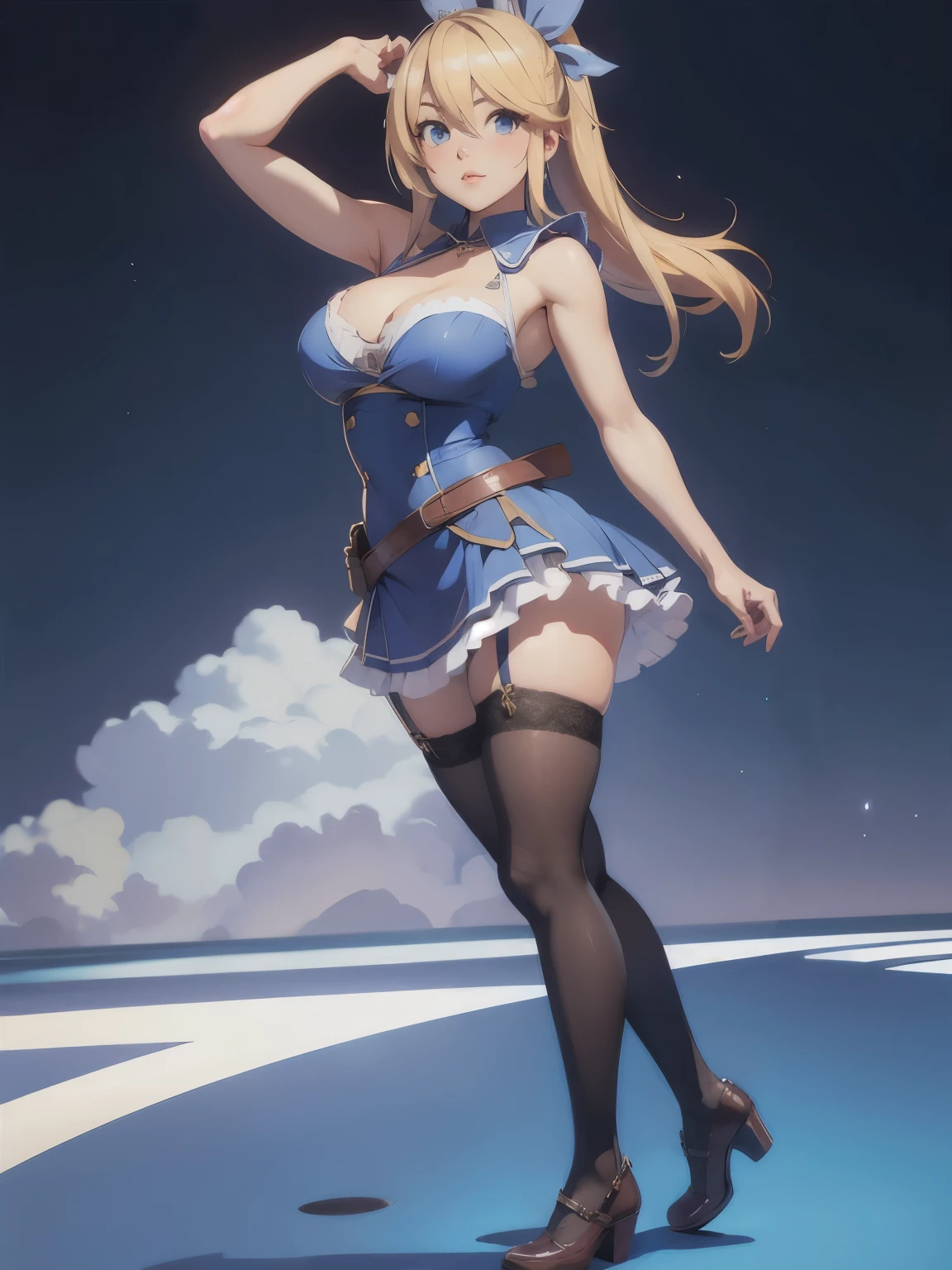 Shoes entire body, feet in view, Lucy Heartfilia, thigh high stockings