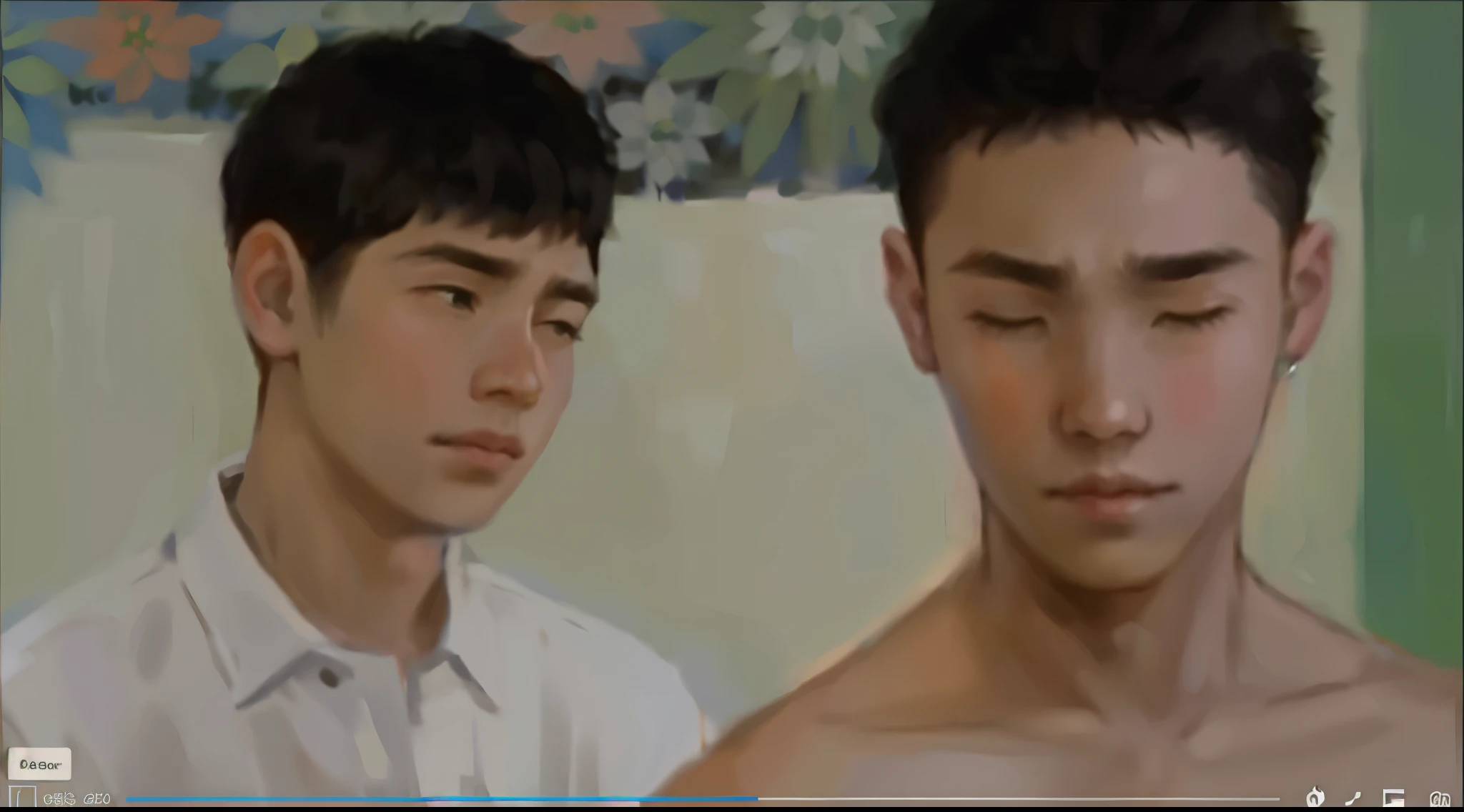 A closeup of two cute 16 year old men are sad 